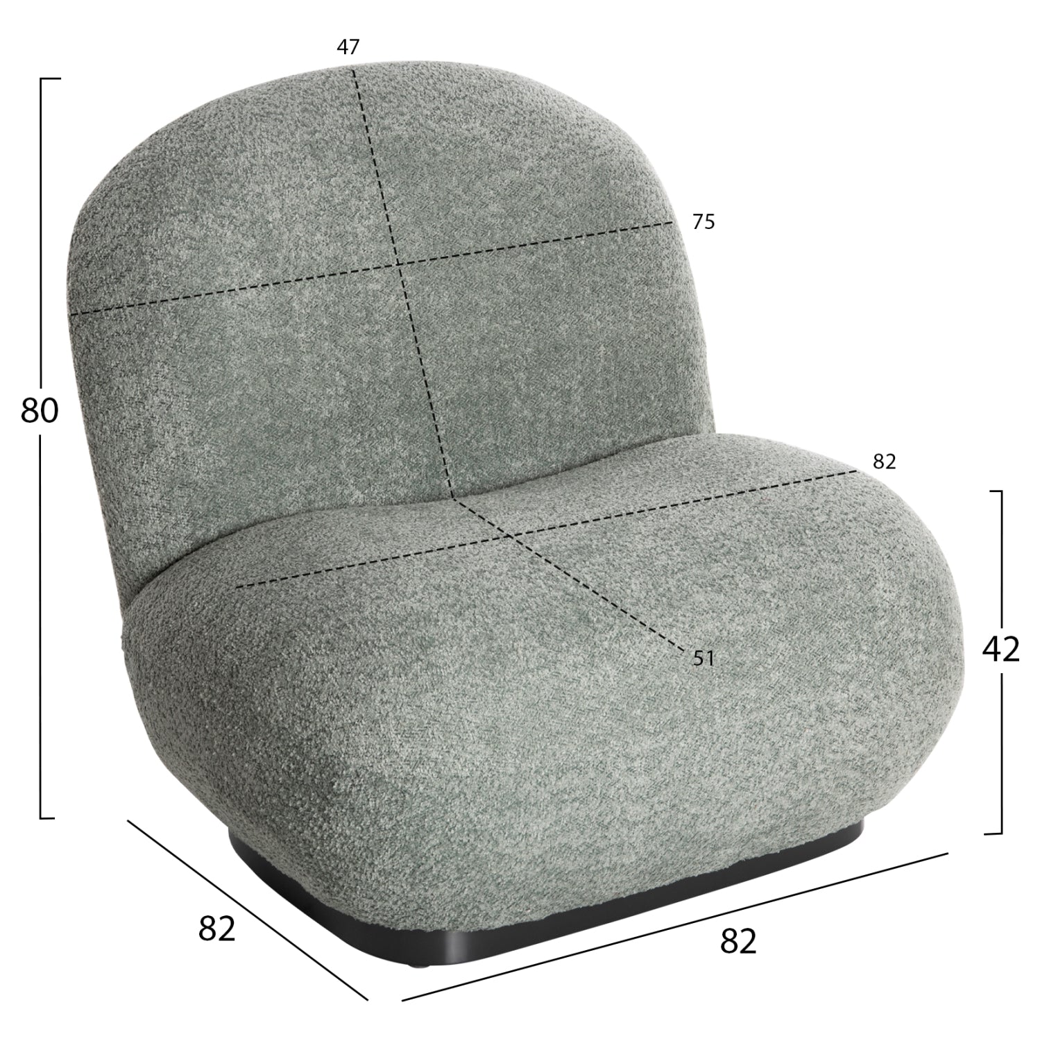 ФОТЬОЙЛ BEANY ПИСТАЧЕНО ЗЕЛЕН БУКЛЕ ПЛАТ 82x82x80Hсм.