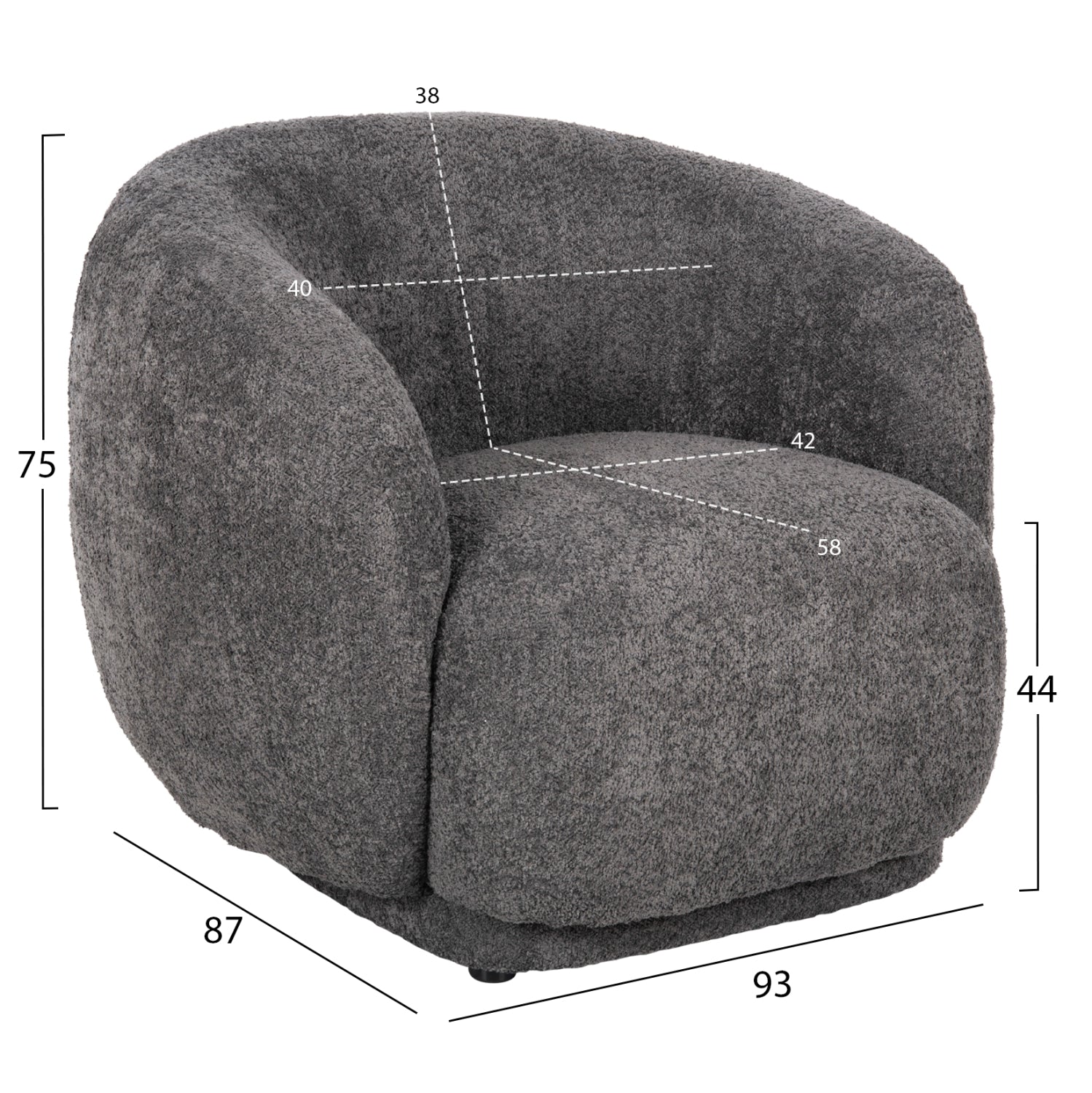 Фотьойл KARPEN сив букле плат 93x87x78H cm.