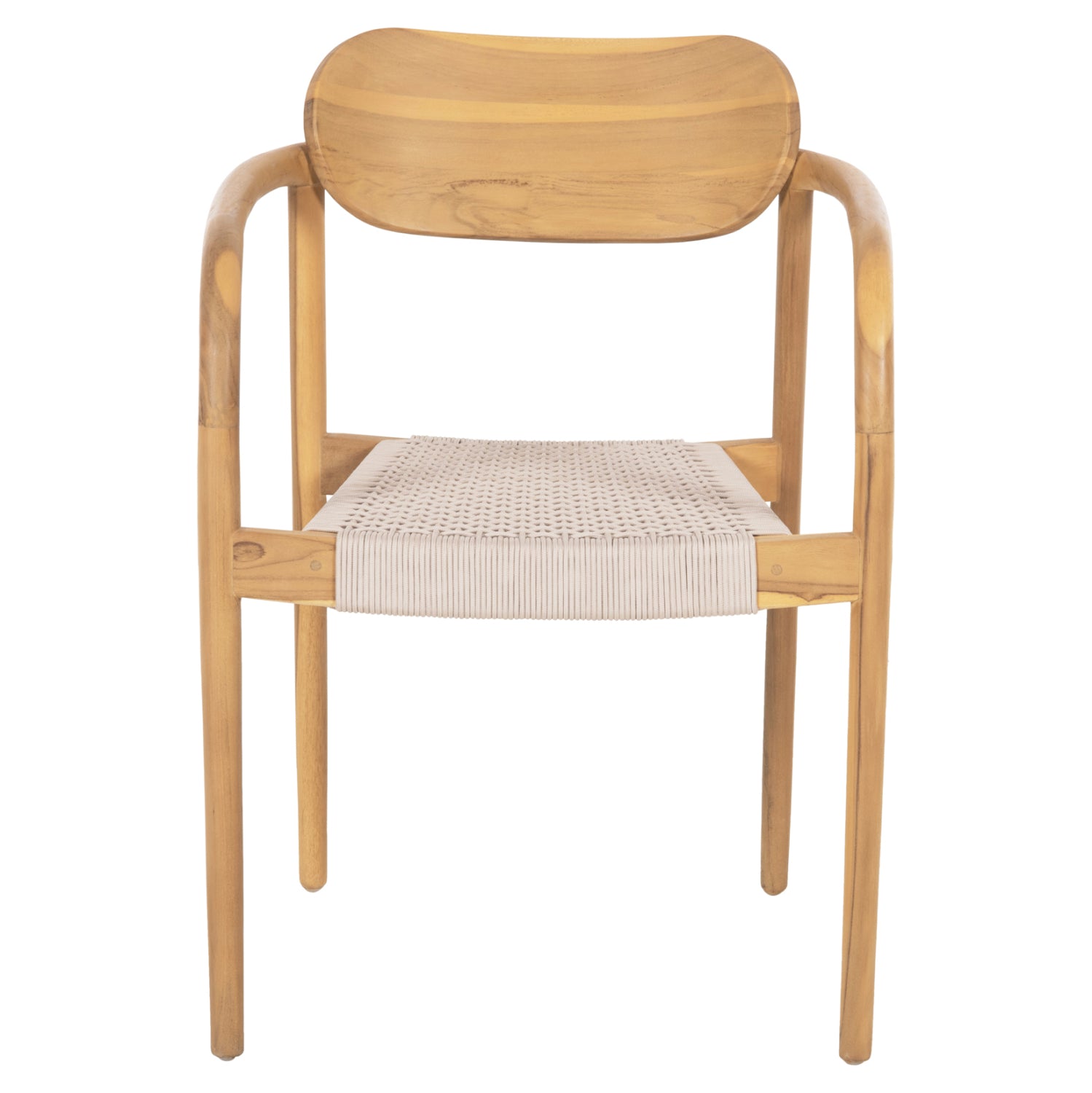 Фотьойл OSLO тиково дърво в натурален цвят и бежова въжена тапицерия 55x54x80Hcm.