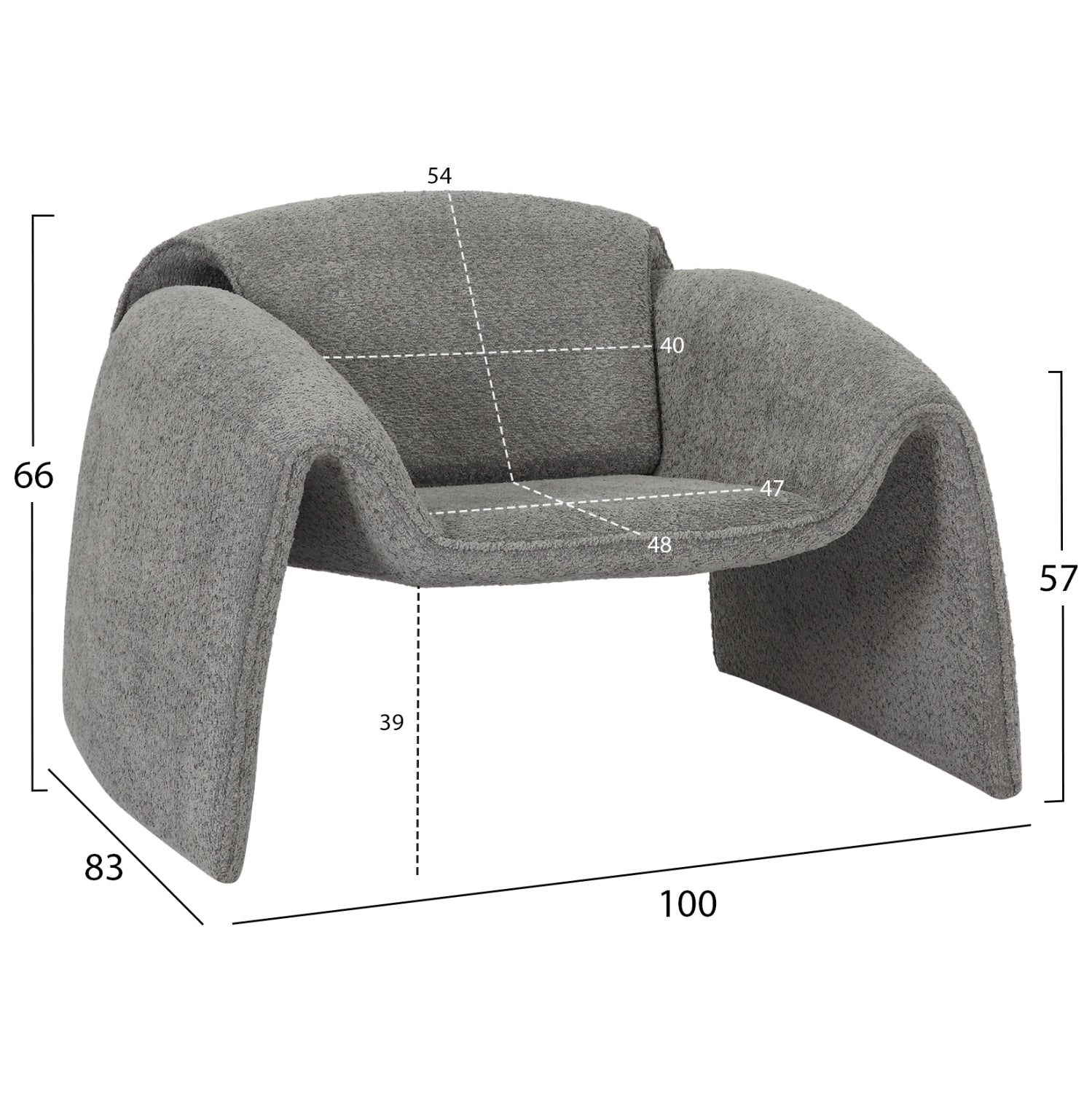 Фотьойл LAFORGE сив букле плат-метална рамка 100x83x66Hсм.