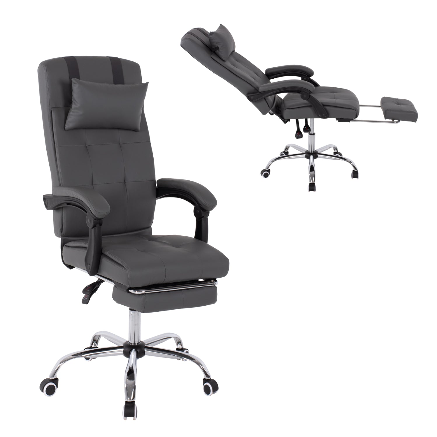 ОФИС СТОЛ EXECUTIVE СИВ СЪС СГЪВАЕМ ПОДЛАКЪТНИК 58x71x128см Височина