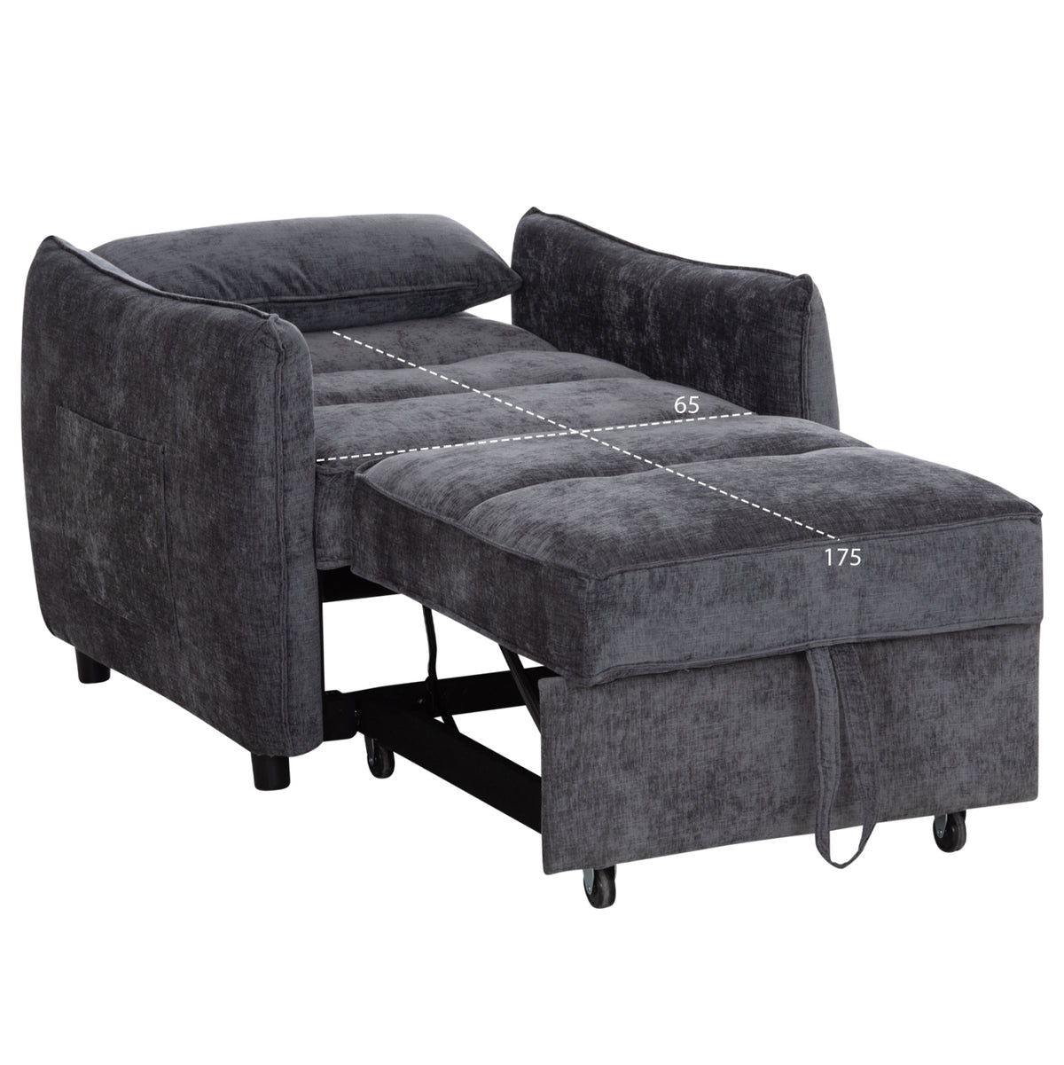 Разтегателно кресло ORYN сива тъкан 85x88x78Hсм.