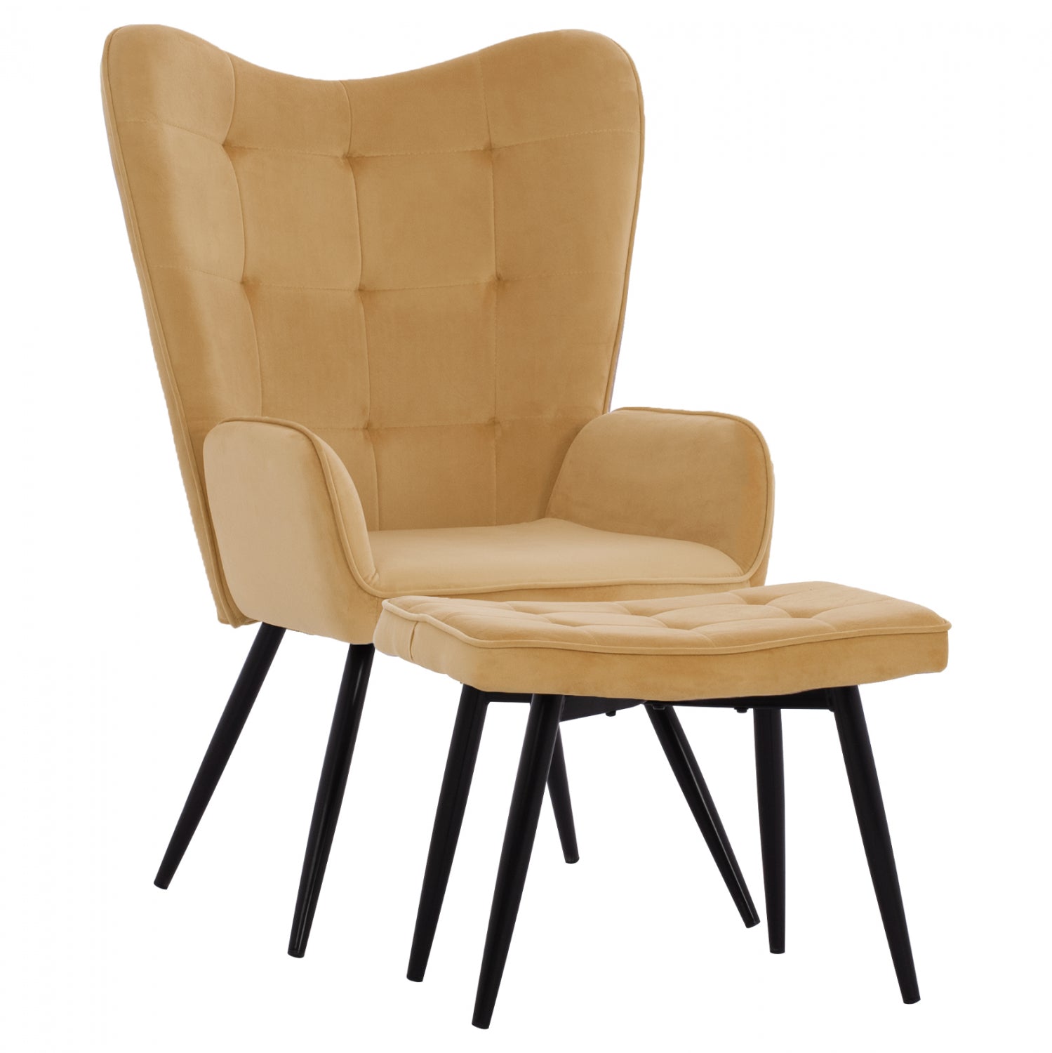 Фотьойл CRAWLEY, златисто кадифе, табуретка, 70x57x103 см.