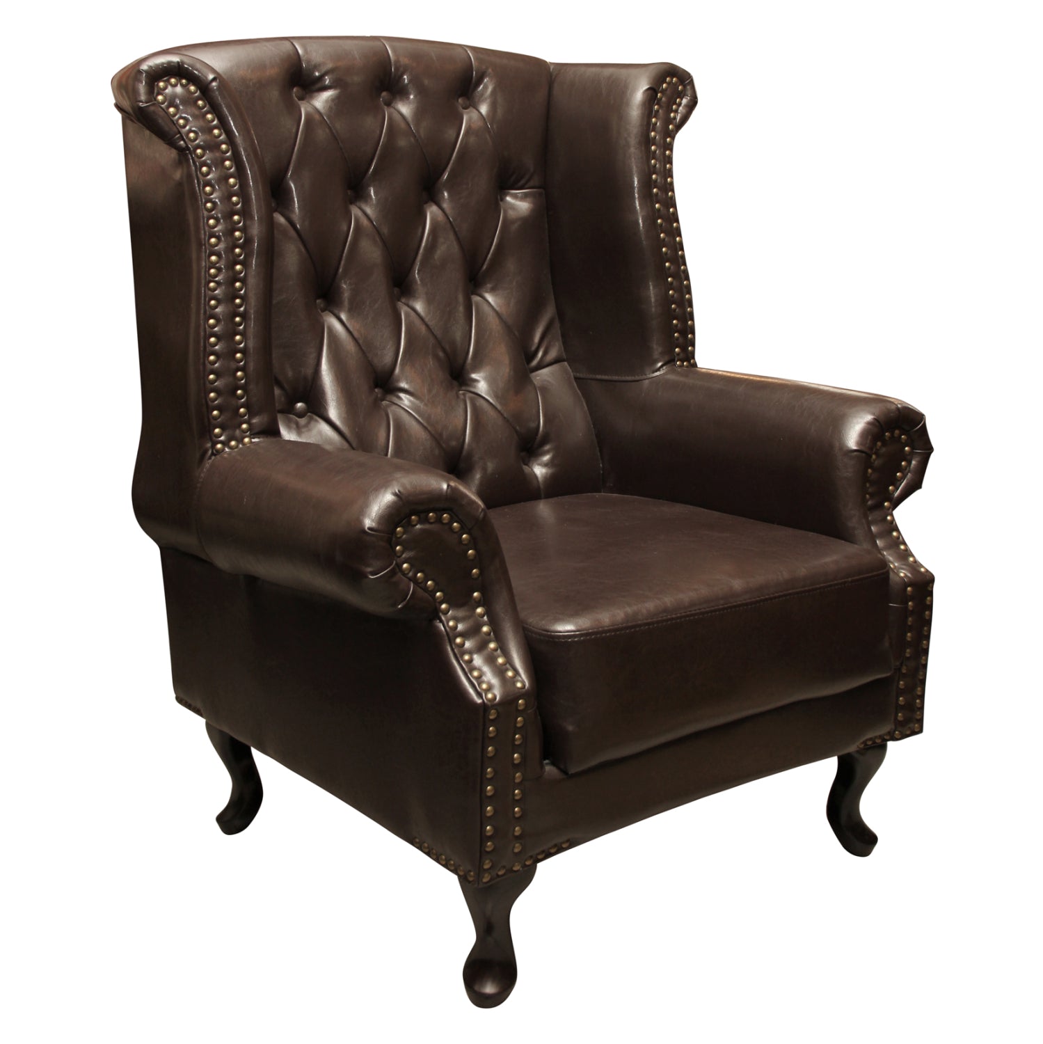 Фотьойл в стил Chesterfield, Polina, PU тъмнокафяв 83x75x107 см