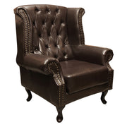 Фотьойл в стил Chesterfield, Polina, PU тъмнокафяв 83x75x107 см