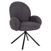 ВЪРТЯЩО СЕ ФОТЬОЛ WINON СИВ TEDDY ПЛАТ-ЧЕРНА МЕТАЛНА ОСНОВА 65x67x92Hсм.