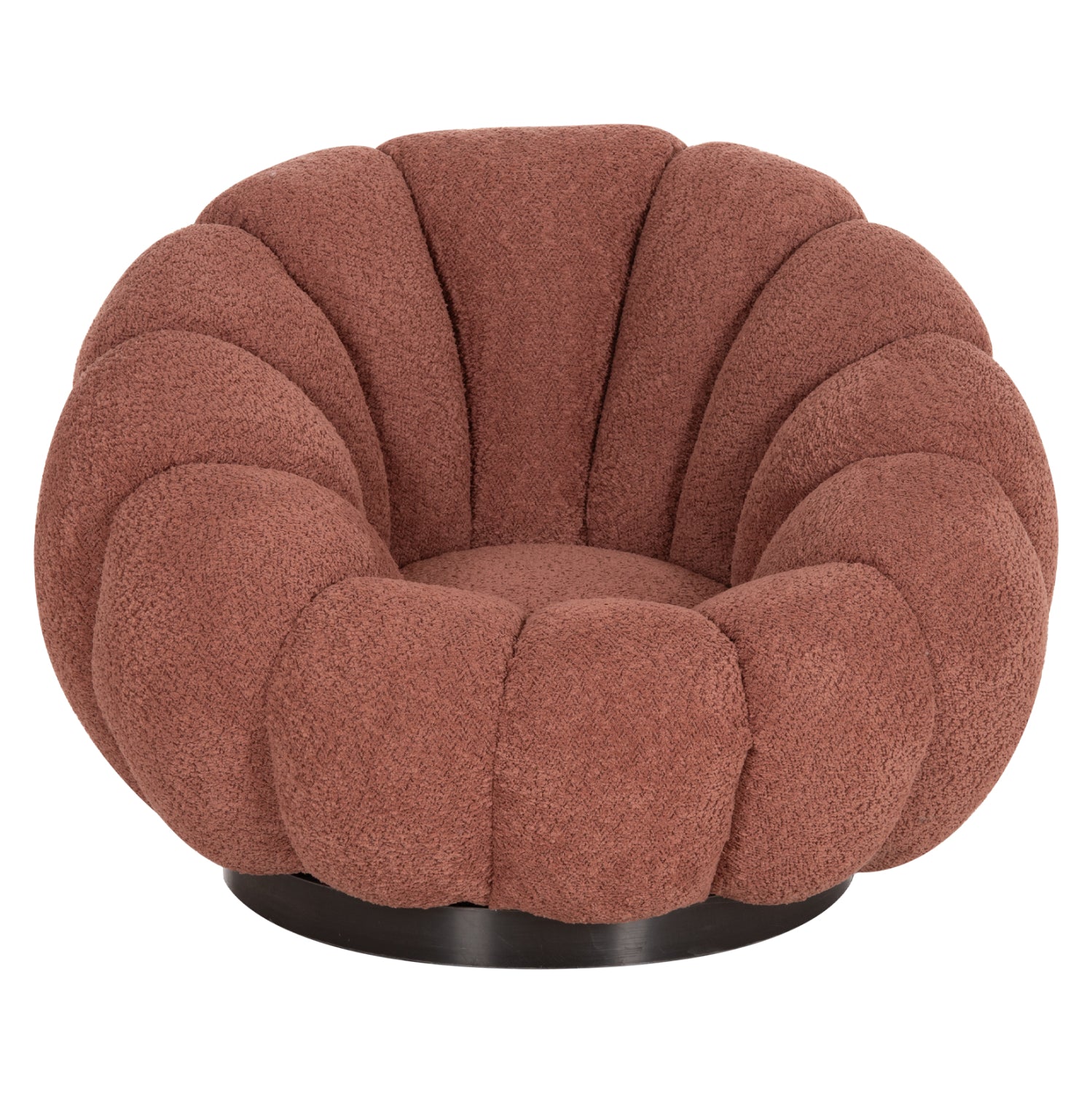 Въртящ се фотьойл GRYMM розов букле - черна метална основа 95x92x68Hcm.