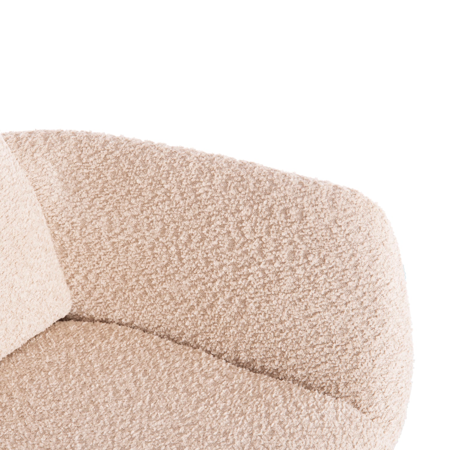 Трапезен стол с подлакътници въртящ се BLANS бежова букле тапицерия - метални крака 62x60x90см