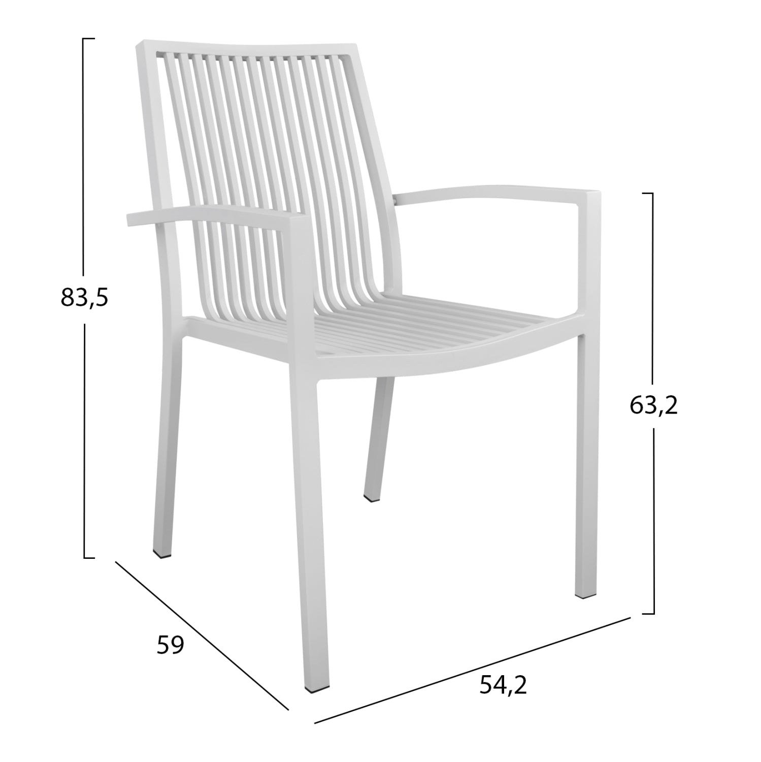Трапезен стол BRONCA Бял алуминий 54,2x59x83,5Hсм.