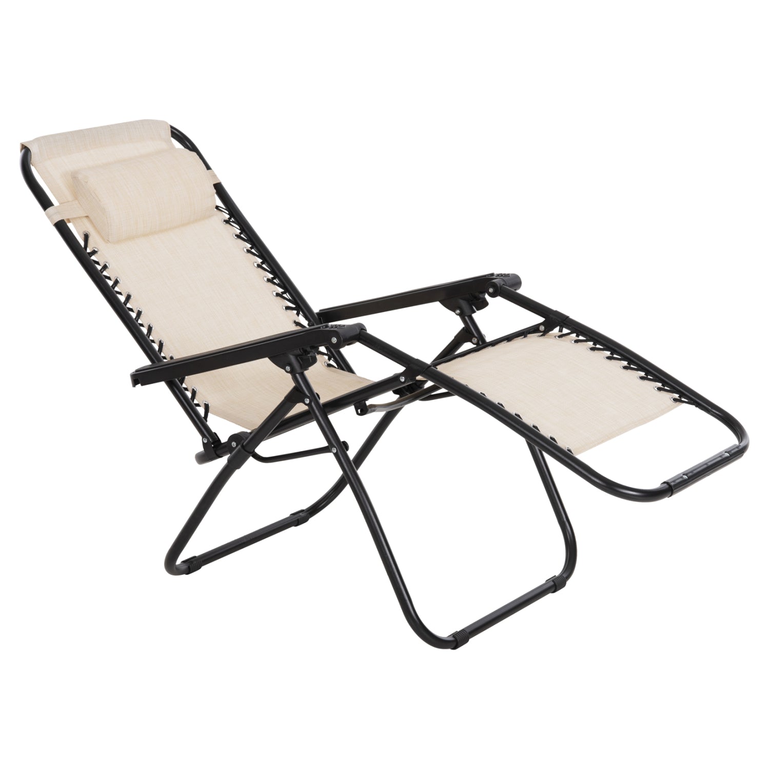 Фотьойл RELAX COMPANION бежов текстилен и черен метал 67x145x110Hcm.
