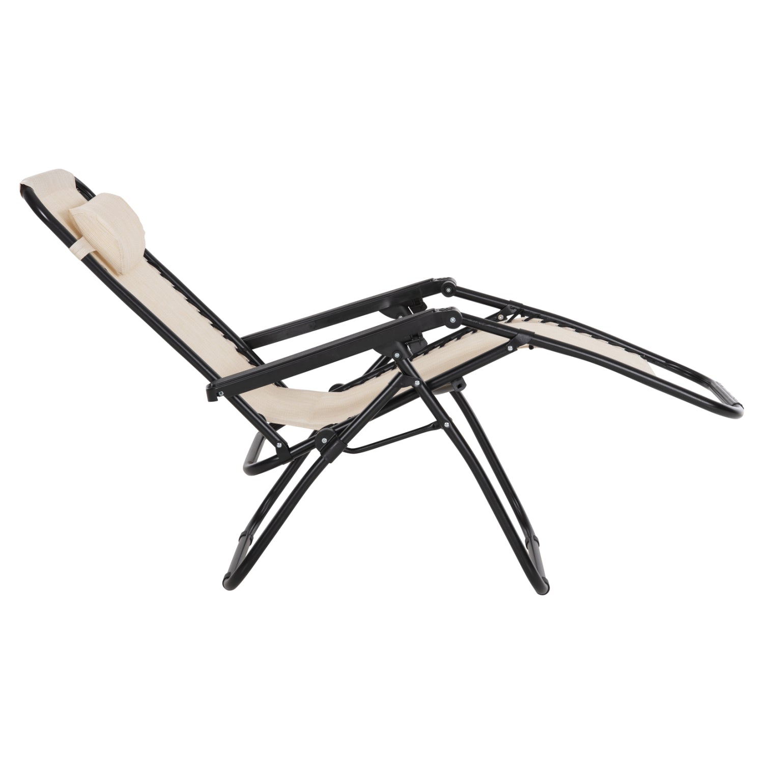 Фотьойл RELAX COMPANION бежов текстилен и черен метал 67x145x110Hcm.