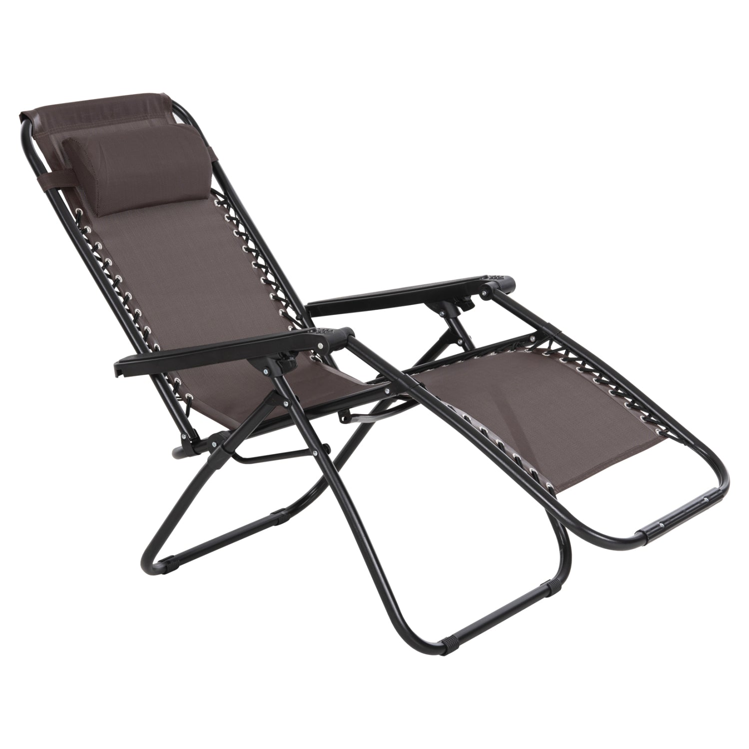 Фотьойл RELAX COMPANION кафяв текстилен и черен метал 67x145x110Hcm.