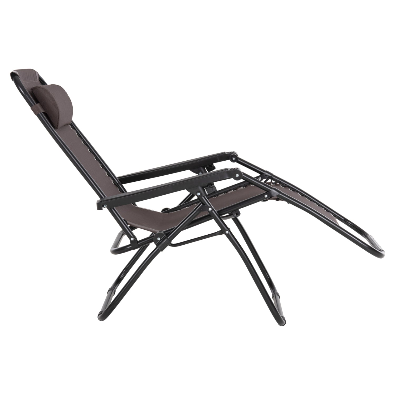 Фотьойл RELAX COMPANION кафяв текстилен и черен метал 67x145x110Hcm.