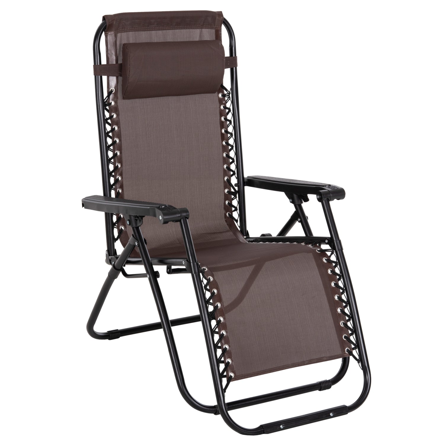 Фотьойл RELAX COMPANION кафяв текстилен и черен метал 67x145x110Hcm.