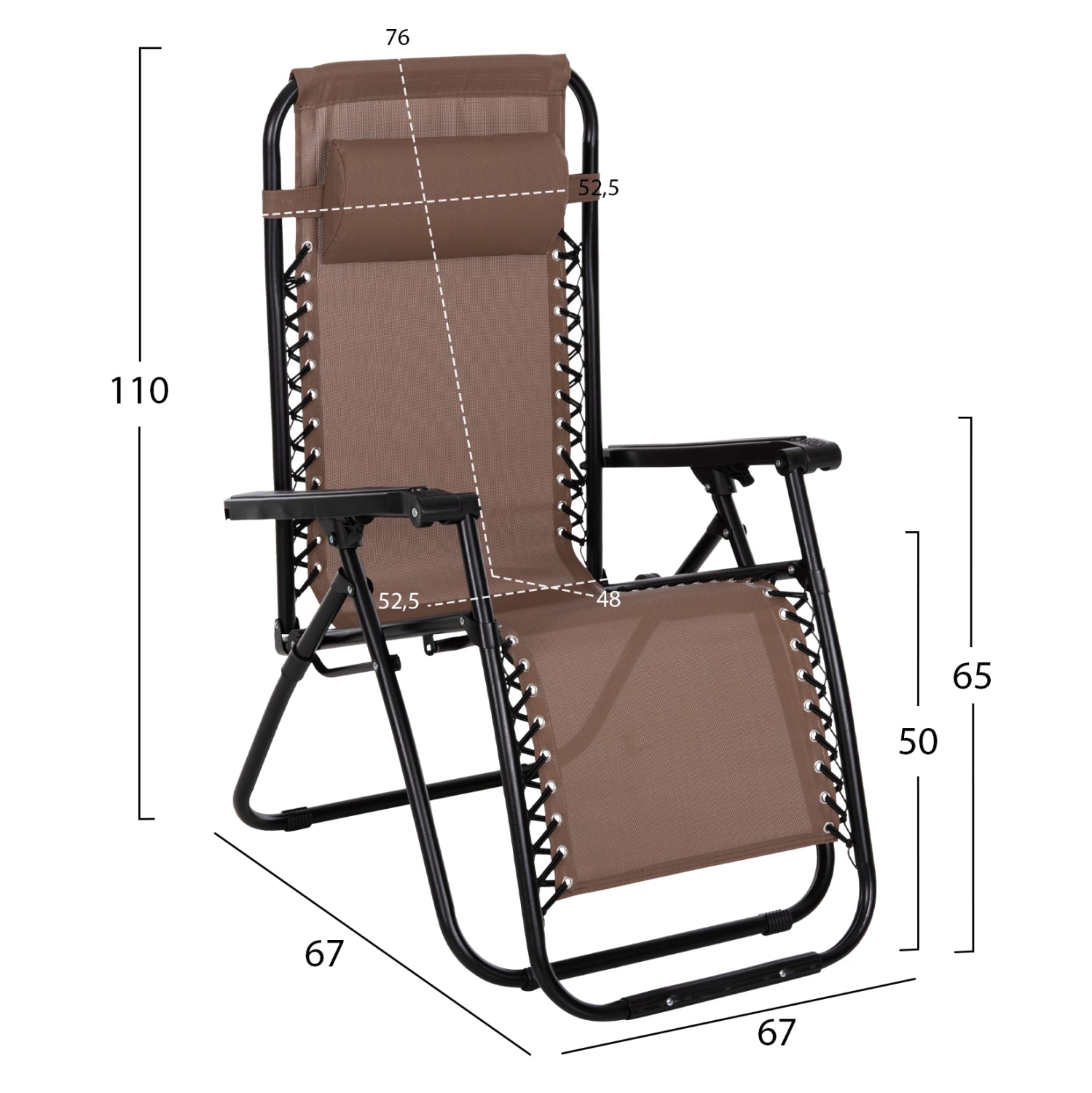 Фотьойл RELAX COMPANION шампанско цветен текстилен и черен метал 67x145x110Hcm.