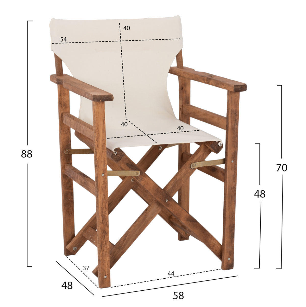 Директорски стол орех с екрю плат 58x48x88 см.