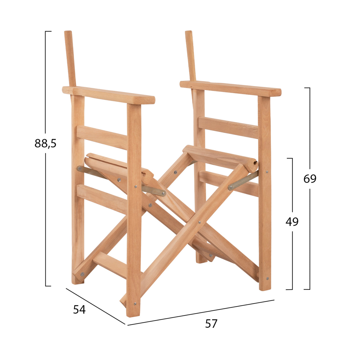 Режисьорски стол с рамка естествено накиснат Лимнос 57x54x88,5 см