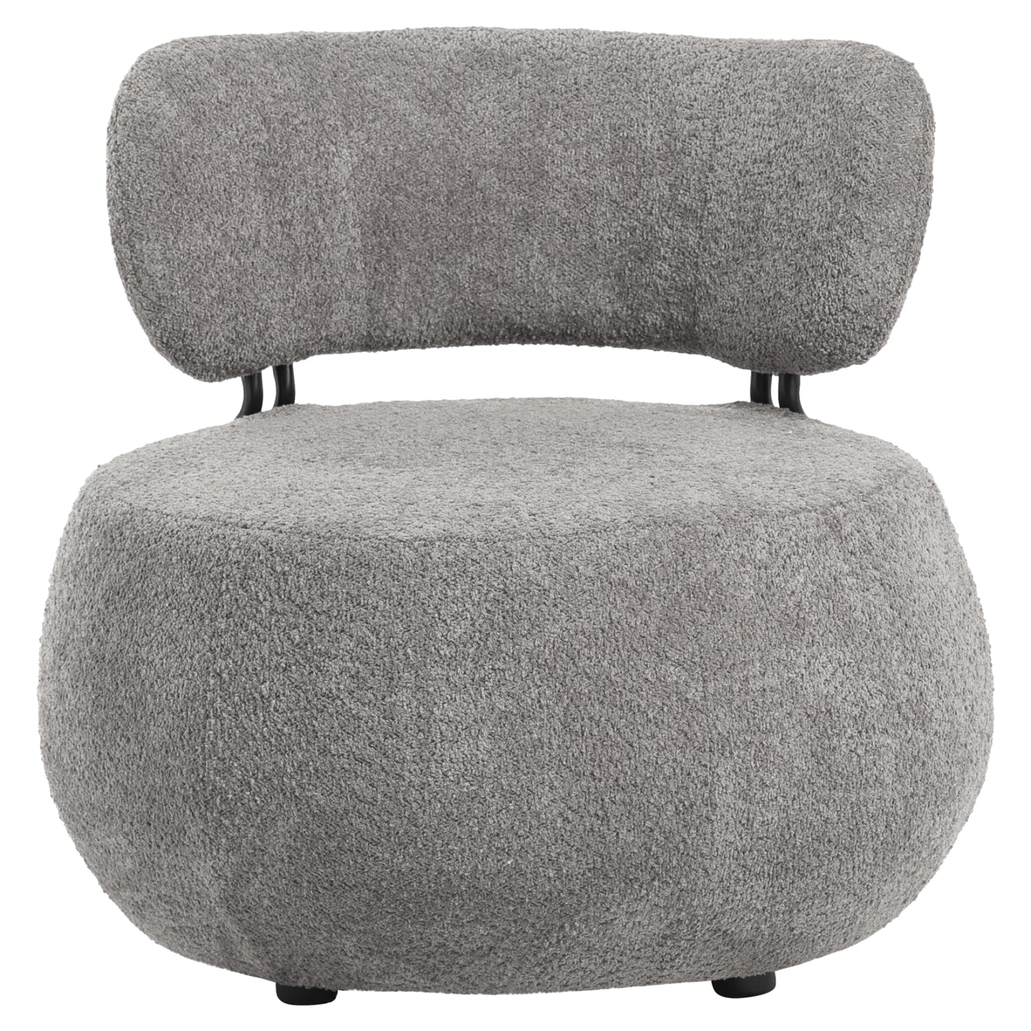 Кръгъл шезлонг KARSEN сив букле плат 75x75x75H см.
