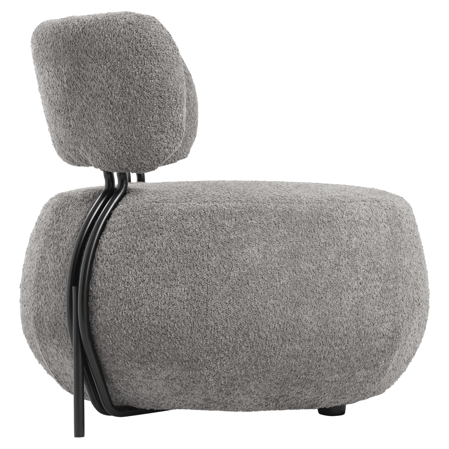 Кръгъл шезлонг KARSEN сив букле плат 75x75x75H см.