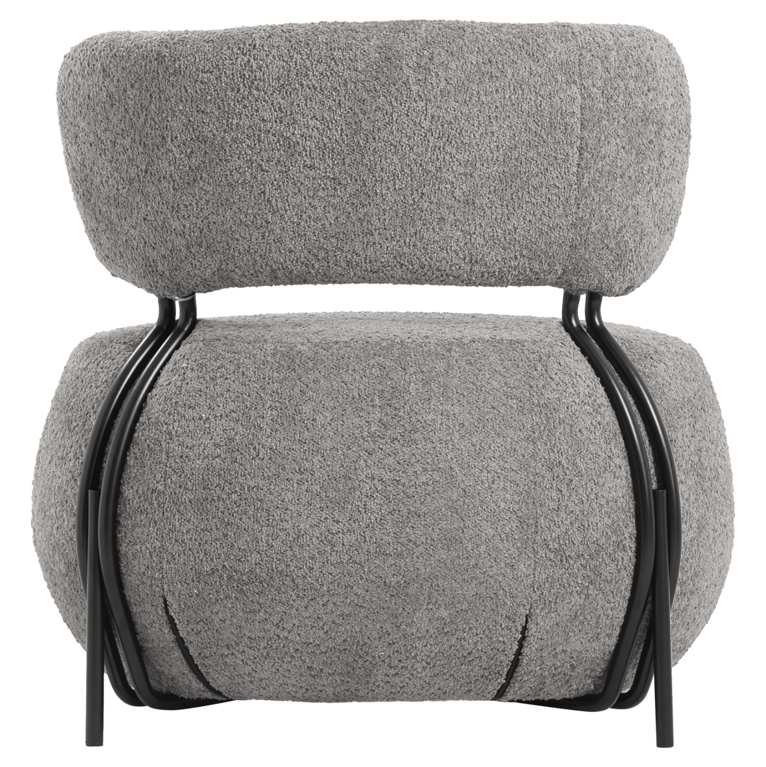 Кръгъл шезлонг KARSEN сив букле плат 75x75x75H см.