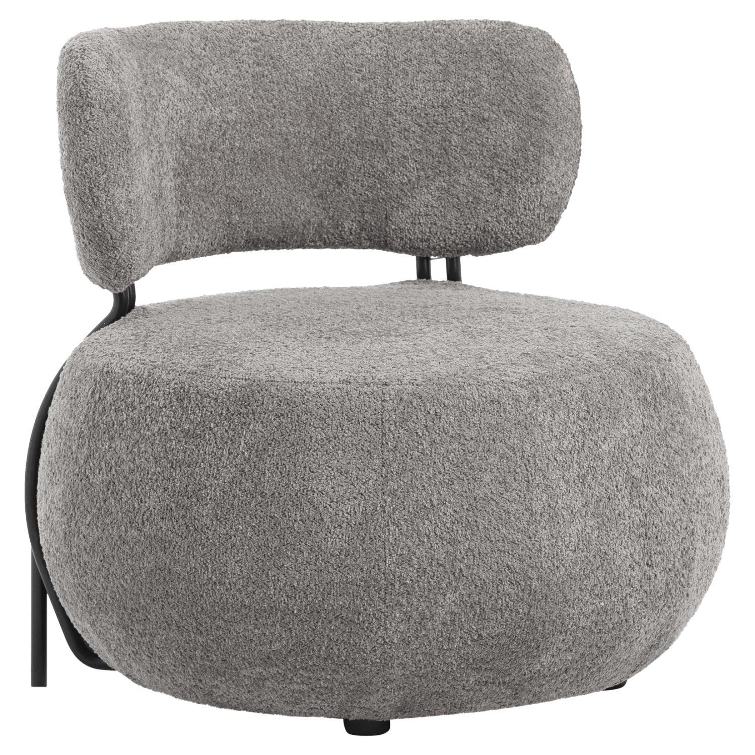 Кръгъл шезлонг KARSEN сив букле плат 75x75x75H см.