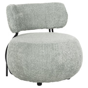 Кръгъл лаундж стол KARSEN шам-фъстък зелен букле плат 75x75x75Hcm.