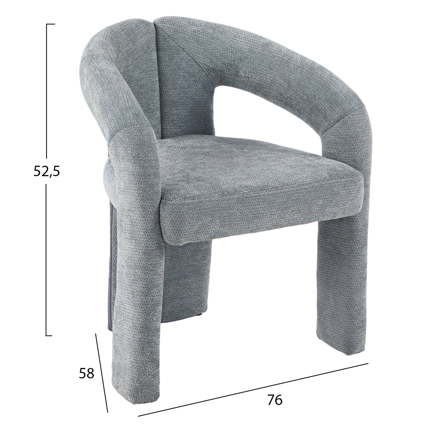 Трапезен стол NEZA светлосив ленен плат 64x50x76.5Hcm.