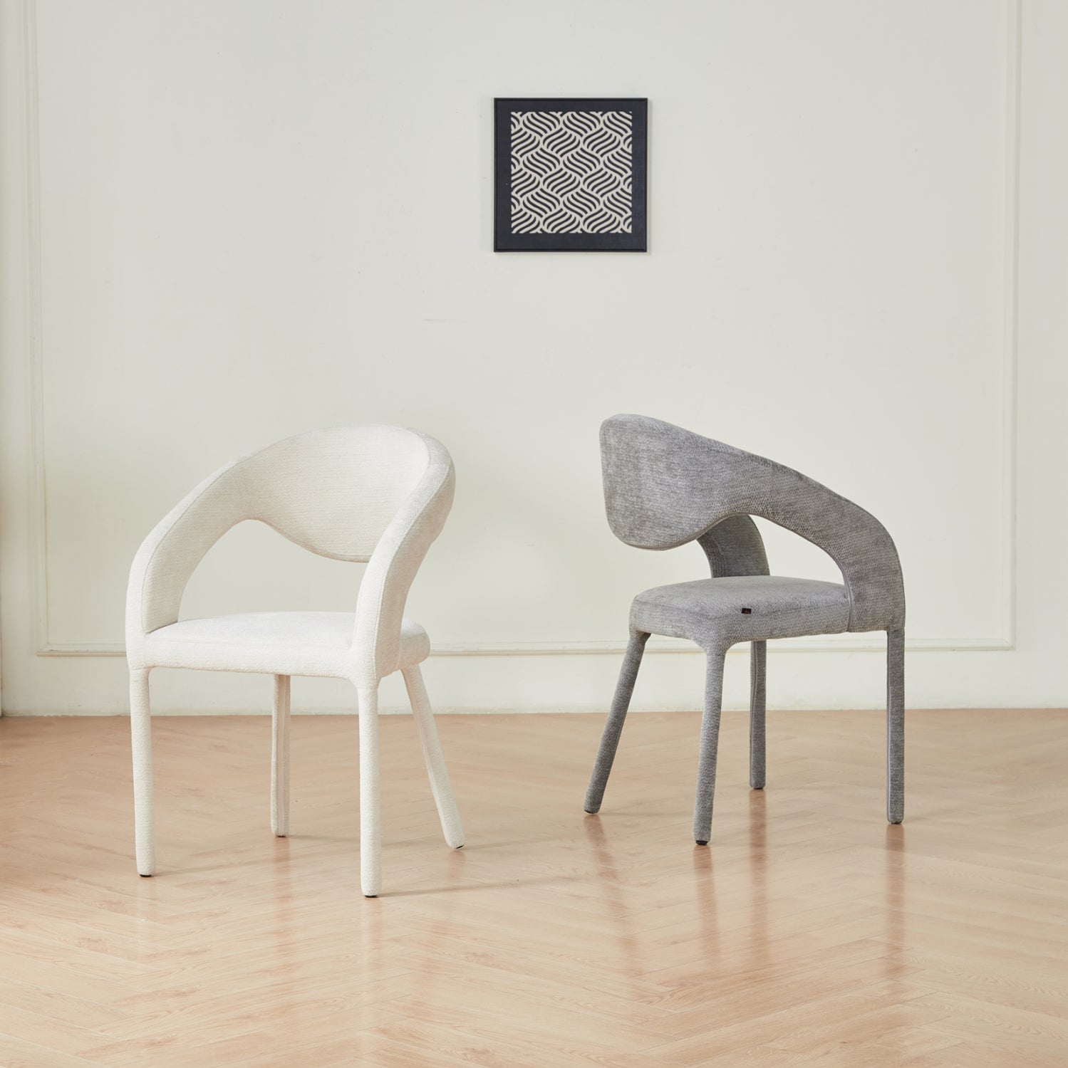 Трапезен стол OFILIA екрю ленен плат 58x54.5x85.5Hcm.
