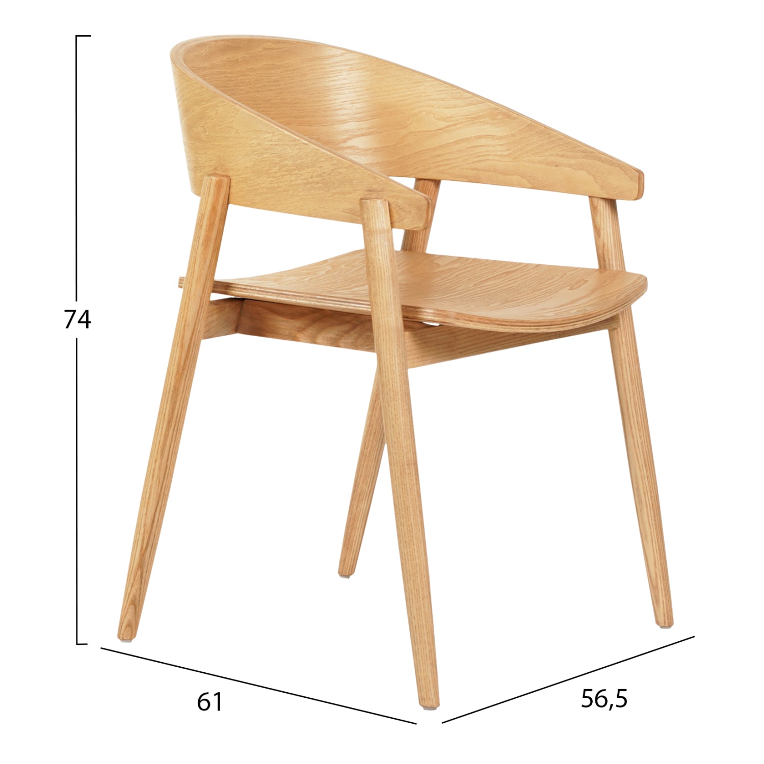 Трапезен стол CANOP ясен в светъл дъбов цвят 56,5x61x74Hcm.