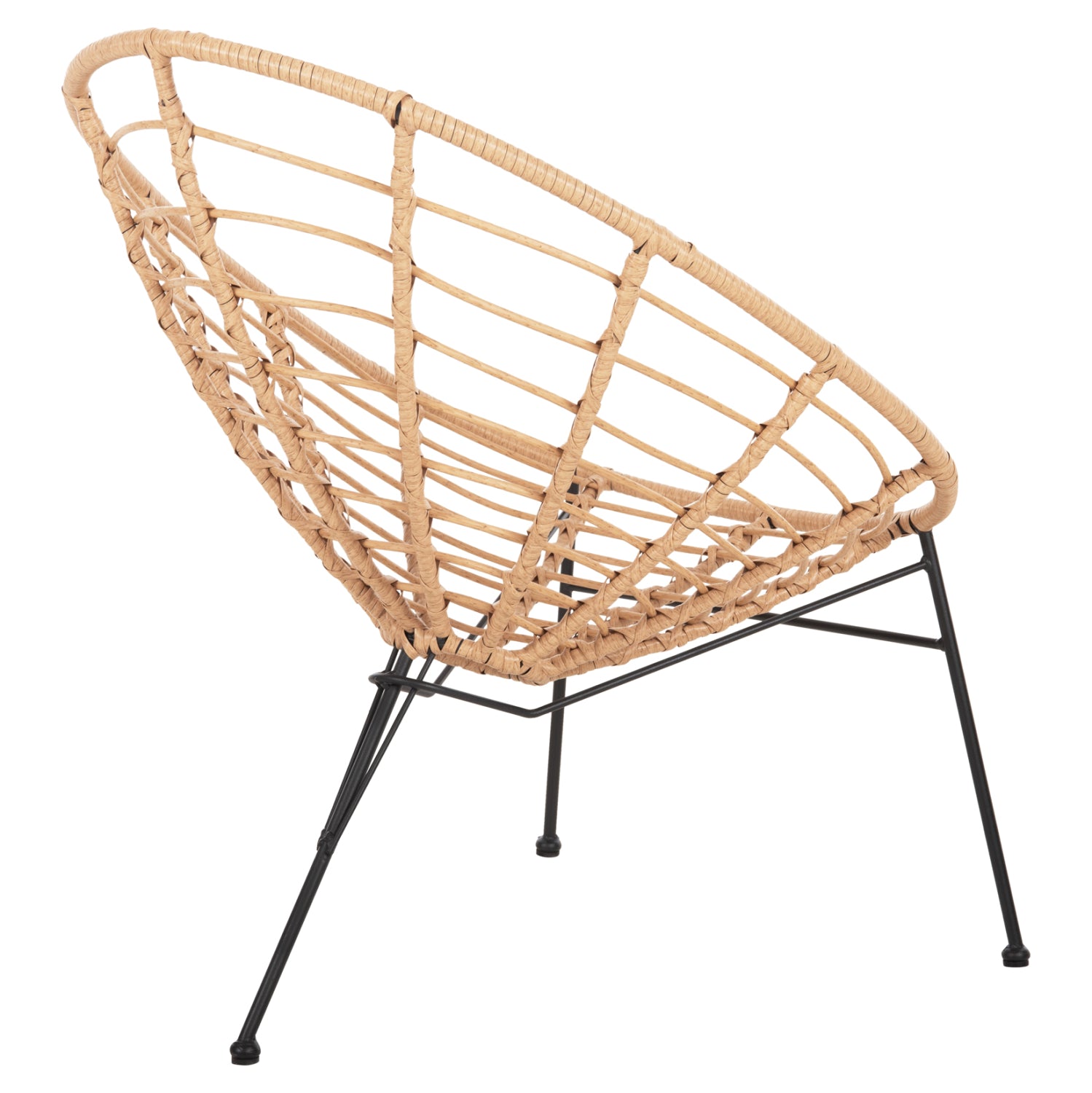 Стол с подлакътници тип гнездо ALLEGRA черен метал-бежов ратан 73x78x88Hcm.