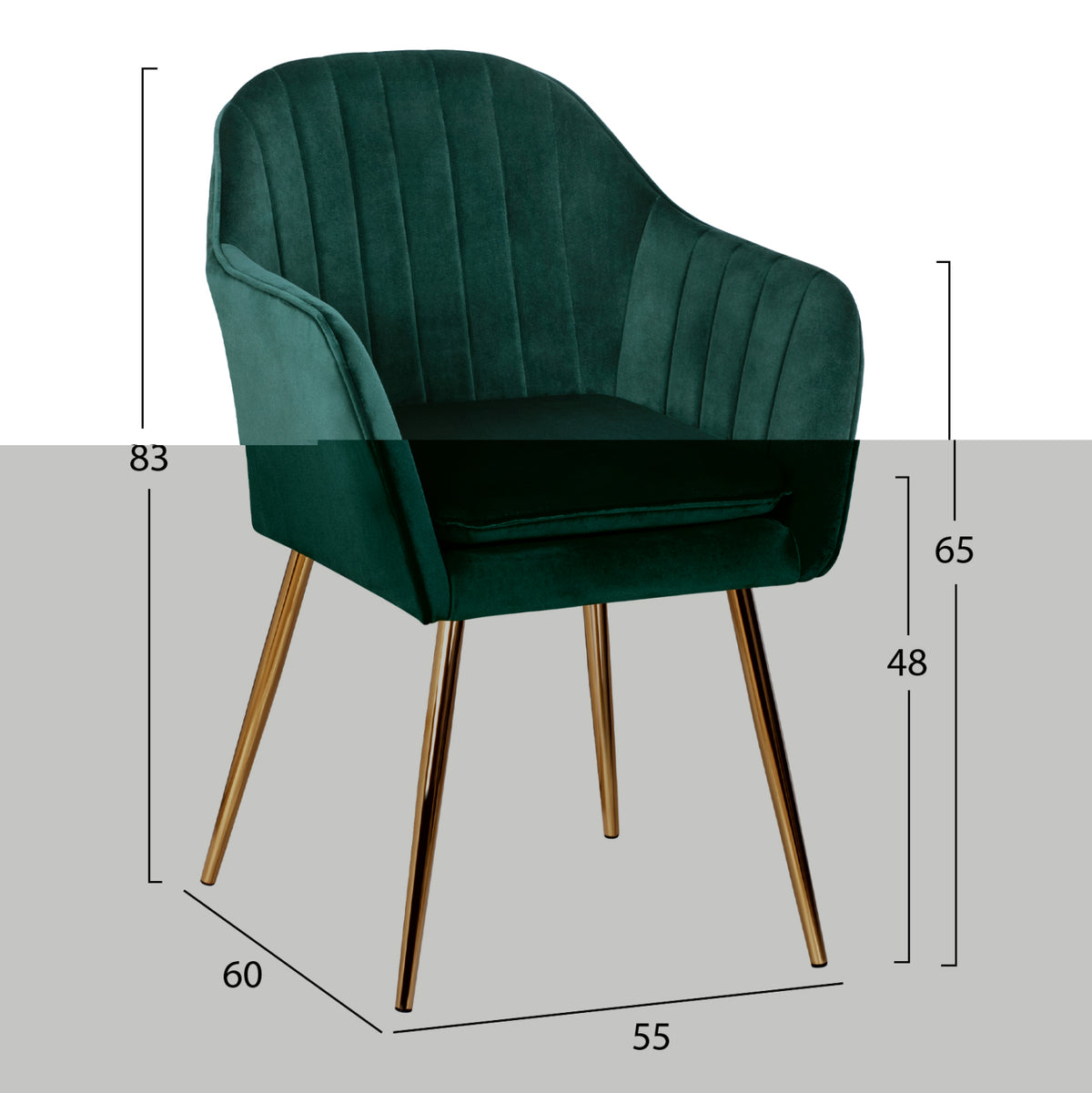 Фотьойл Sawyer от велур Cypress Green с златисти крака 55x60x83 см