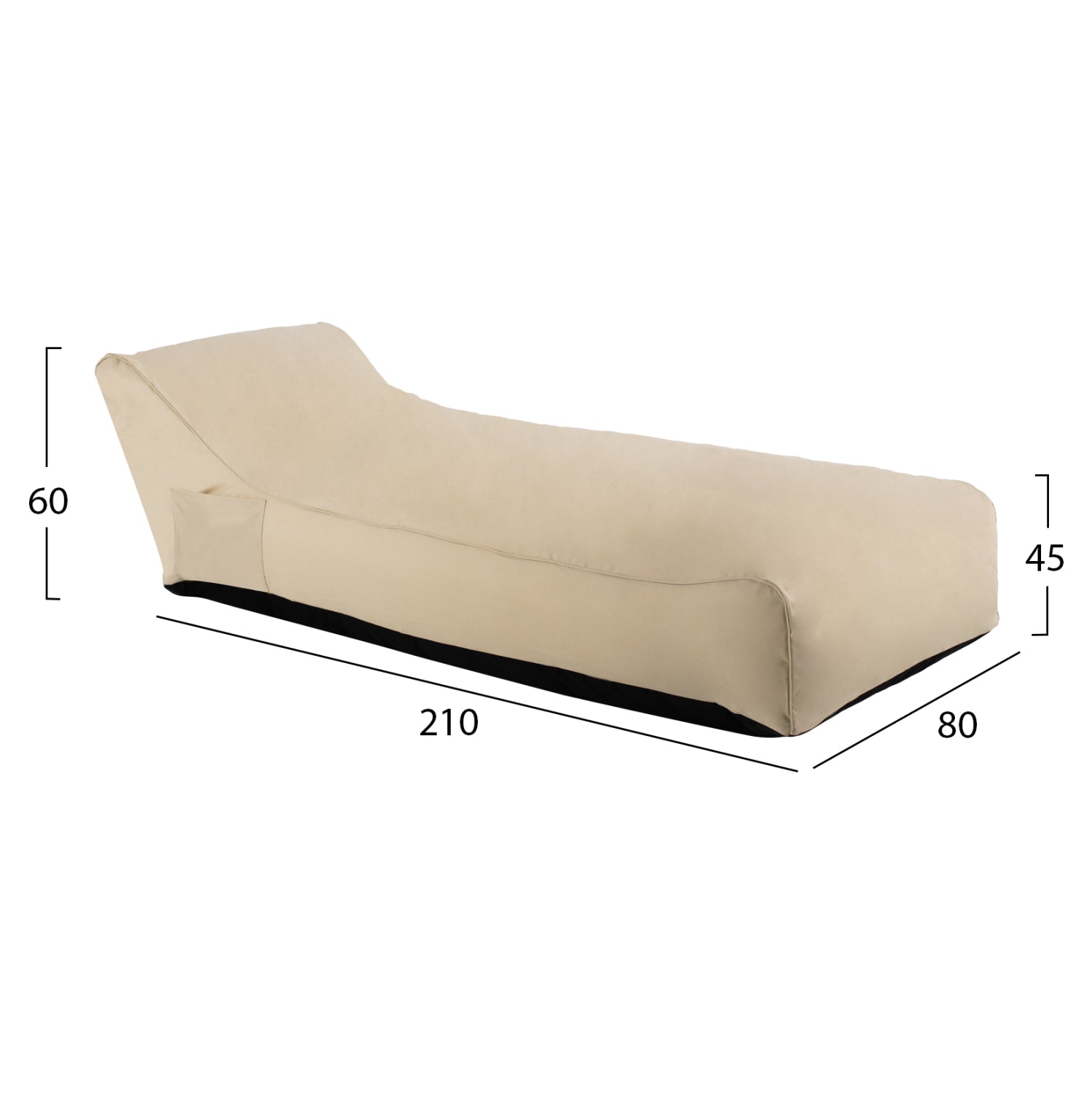 Пуф бежов с UV защита 210x80x45-60Hсм.