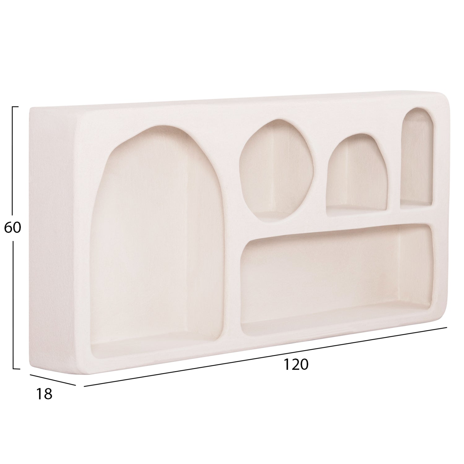 СТЕННА ЕТАЖЕРКА СЕРИЯ SANTORINI MDF В ЦВЯТ ОФ-УАЙТ 120x18x60Hсм.