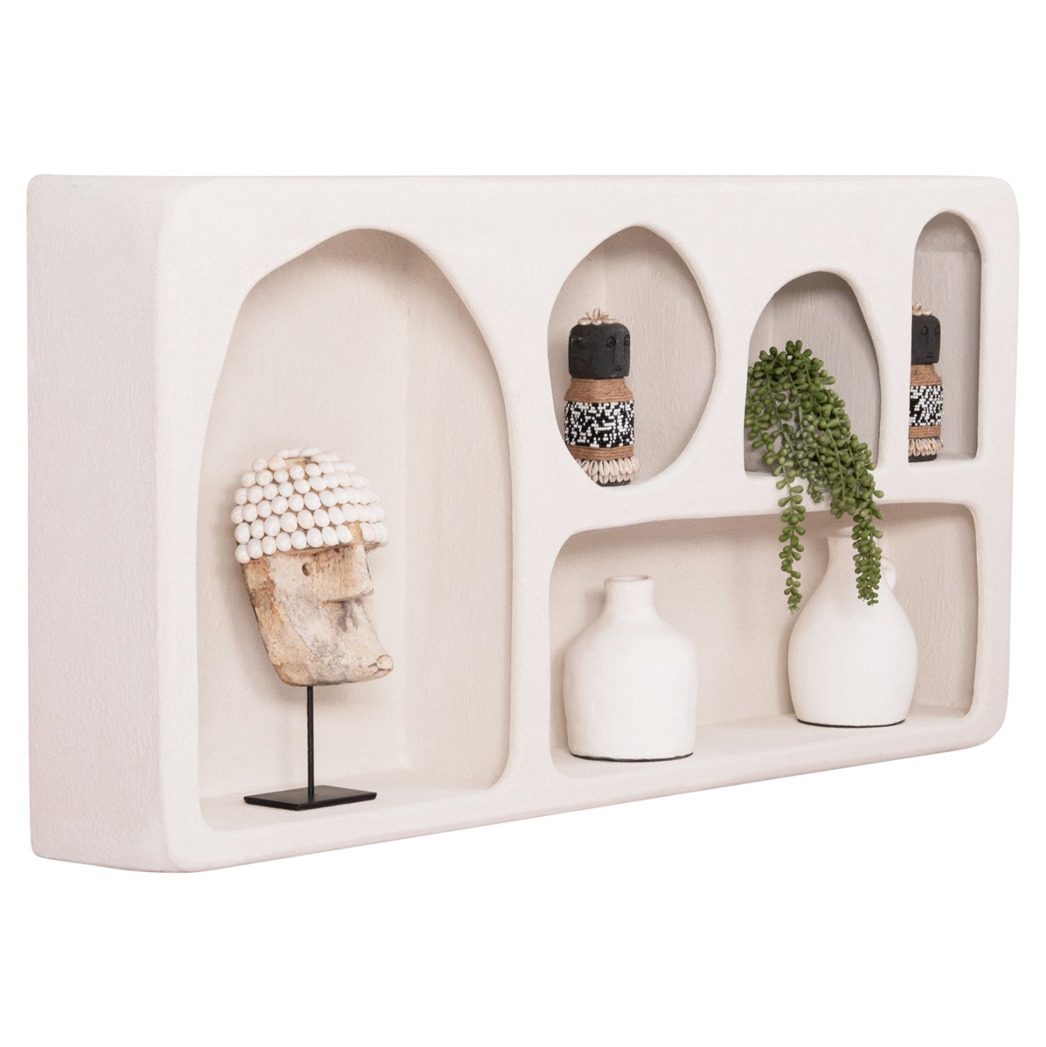 СТЕННА ЕТАЖЕРКА СЕРИЯ SANTORINI MDF В ЦВЯТ ОФ-УАЙТ 120x18x60Hсм.
