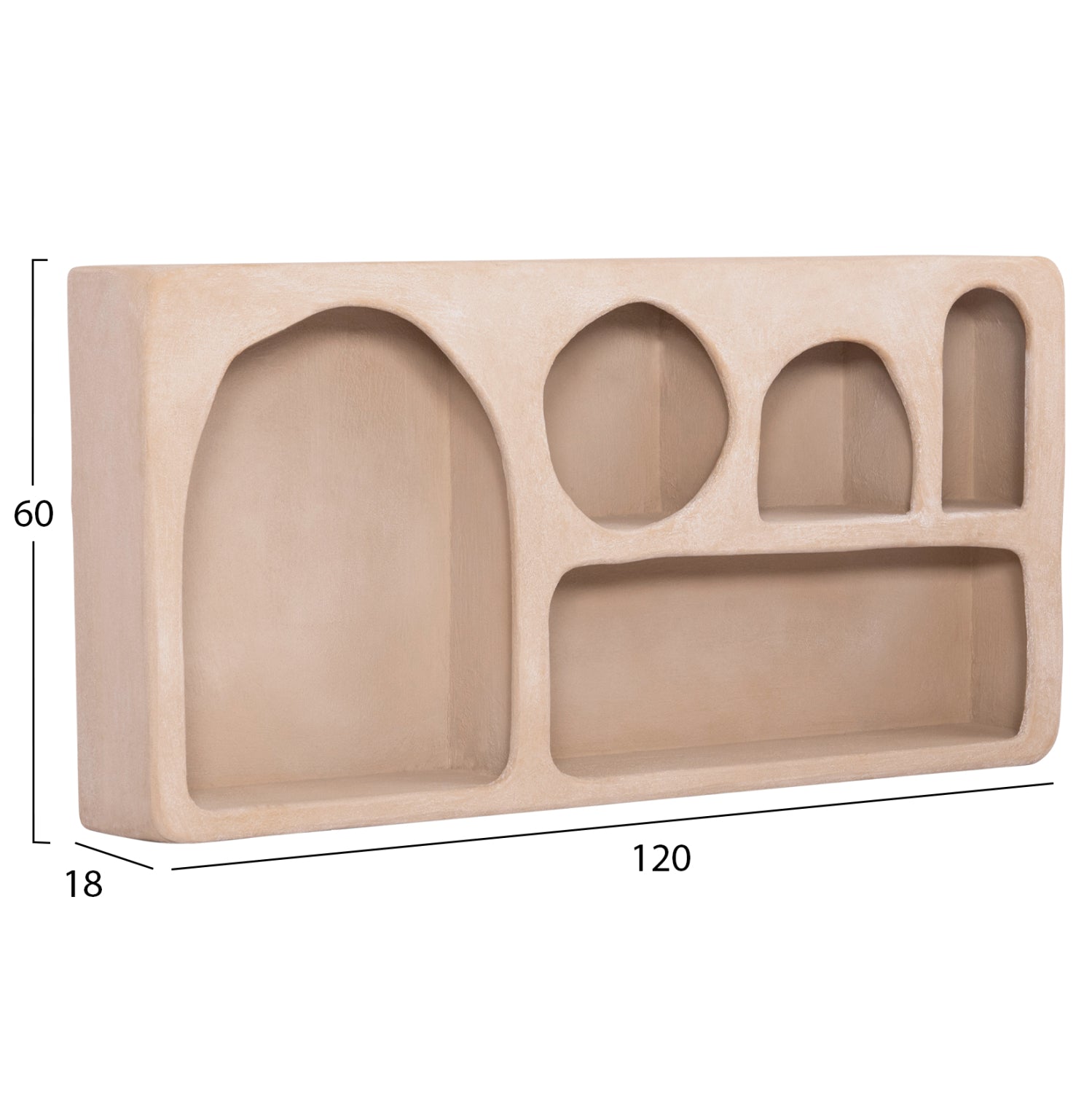 СТЕННА ЕТАЖЕРКА СЕРИЯ SANTORINI MDF В КАФЯВ ЦВЯТ 120x18x60Hсм.