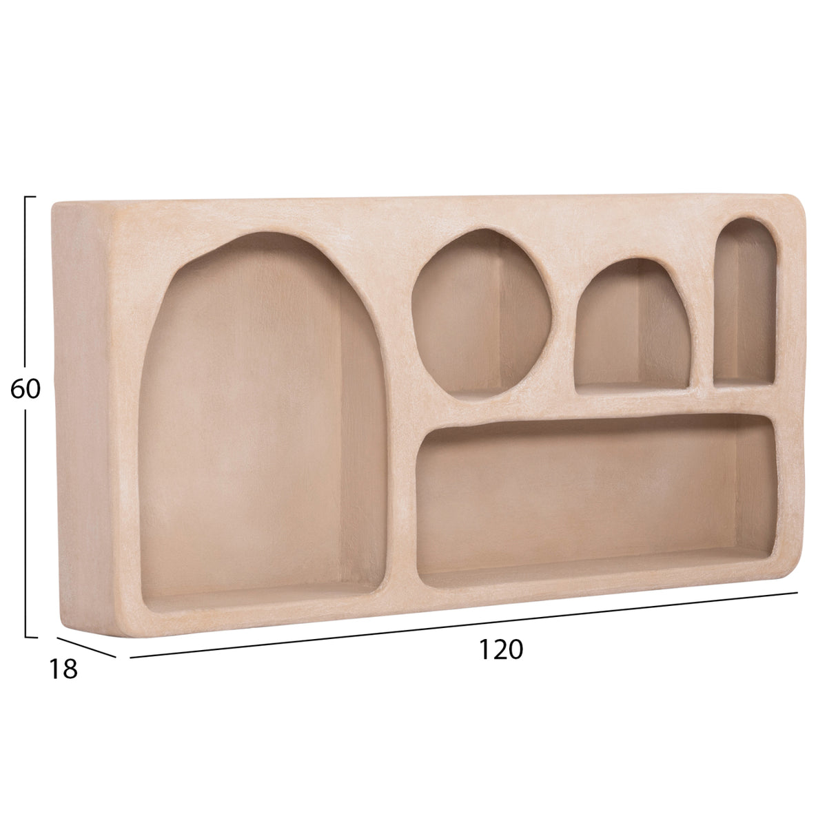СТЕННА ЕТАЖЕРКА СЕРИЯ SANTORINI MDF В КАФЯВ ЦВЯТ 120x18x60Hсм.