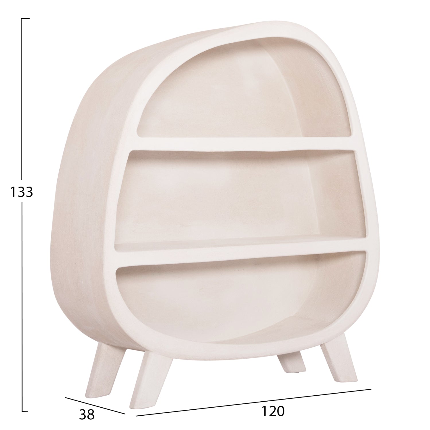 Рафтова етажерка серия SANTORINI MDF в слонова кост 120x38x133Hсм.