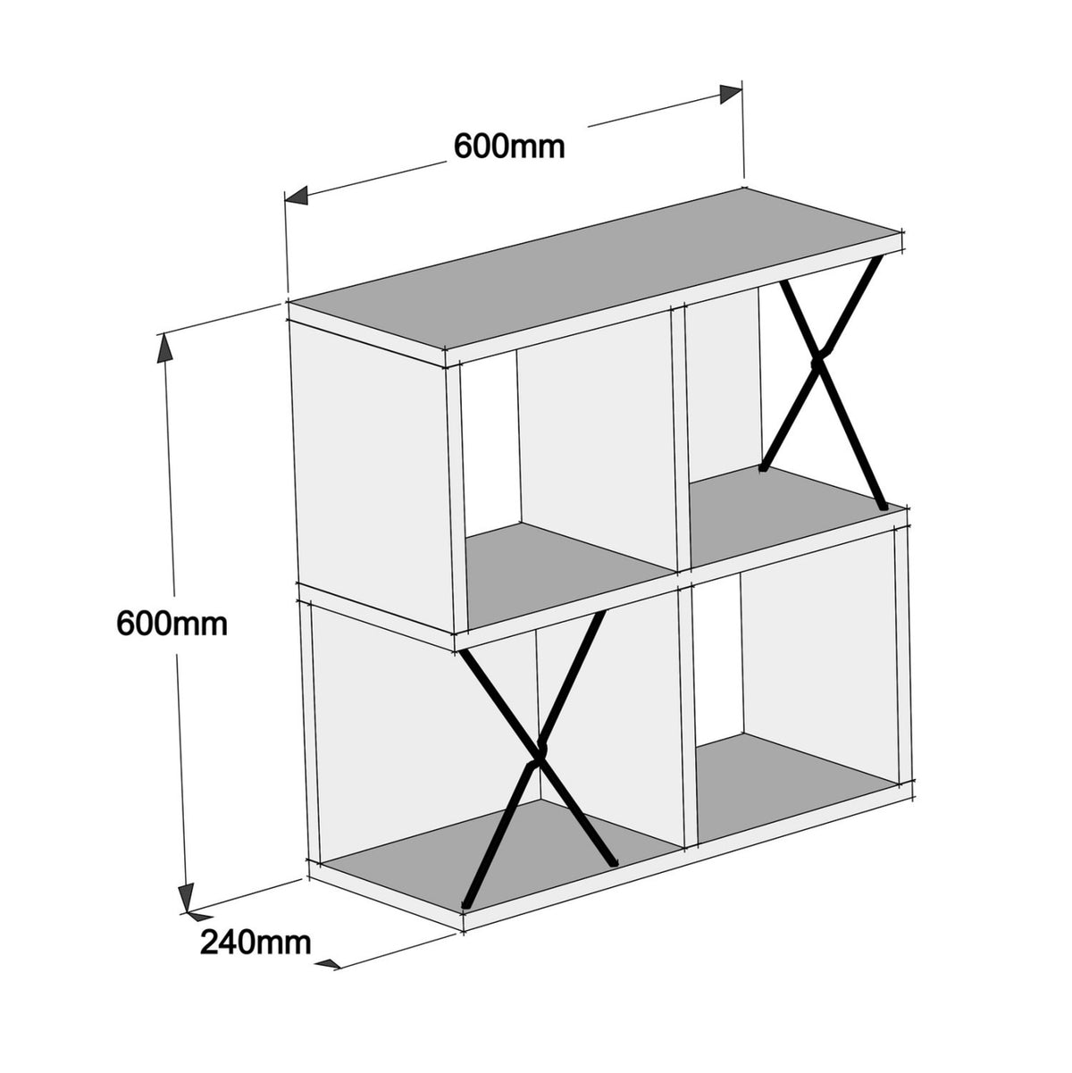 Стена рафт меламин бял цвят 60x24x60Hсм.