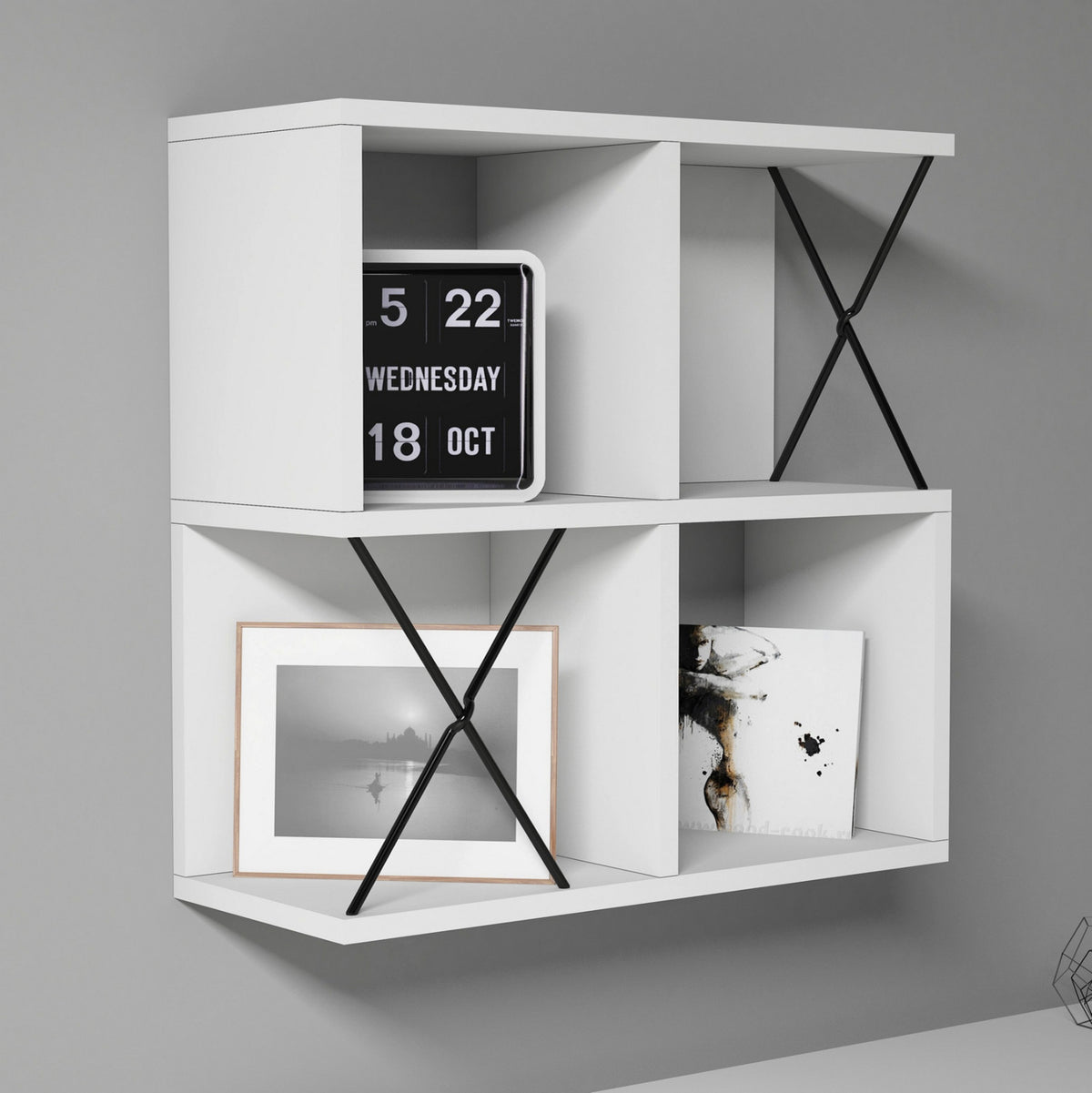 Стена рафт меламин бял цвят 60x24x60Hсм.