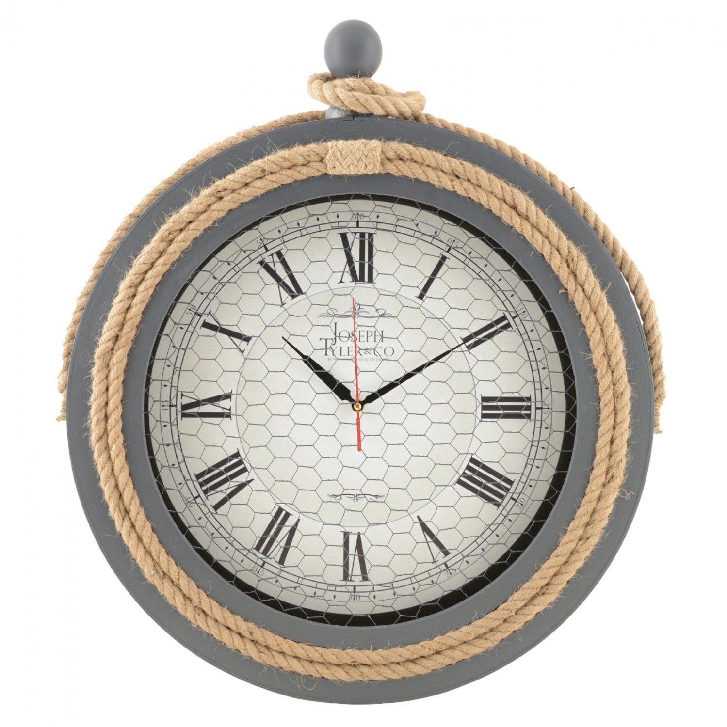 Сив метален стенен часовник с въже Ø50 см.