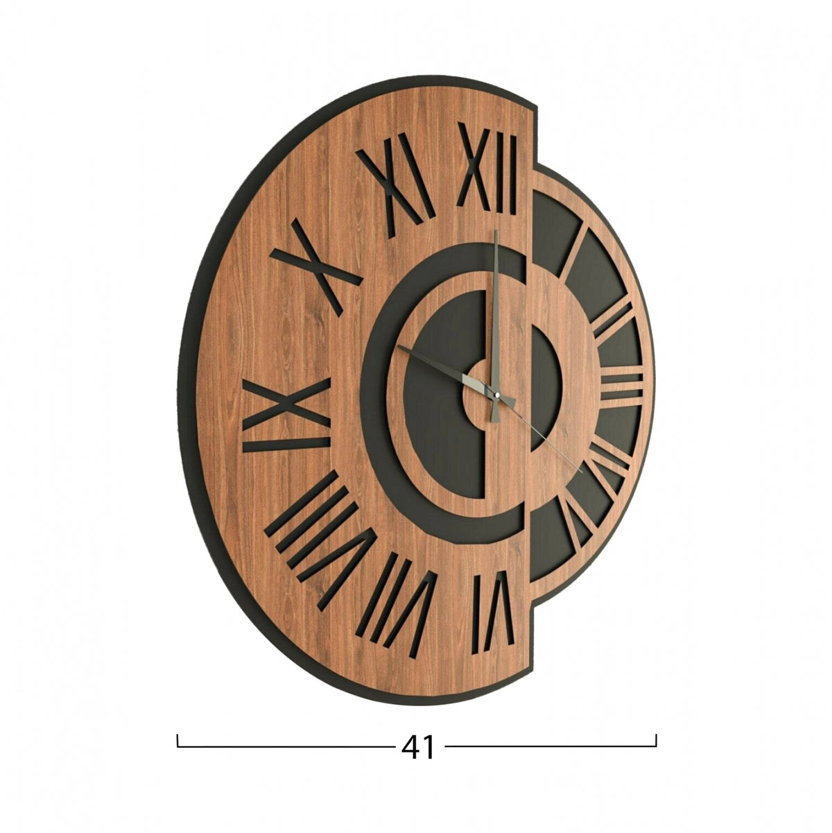 Черен метален стенен часовник с MDF Ø41 см.