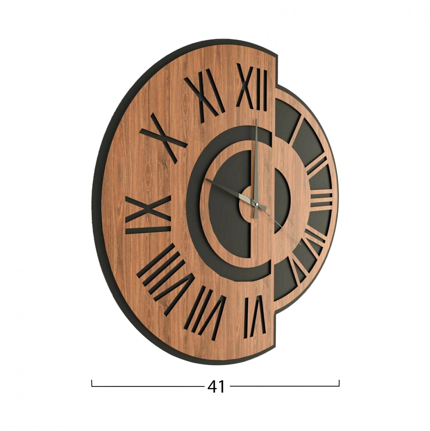 Черен метален стенен часовник с MDF Ø41 см.