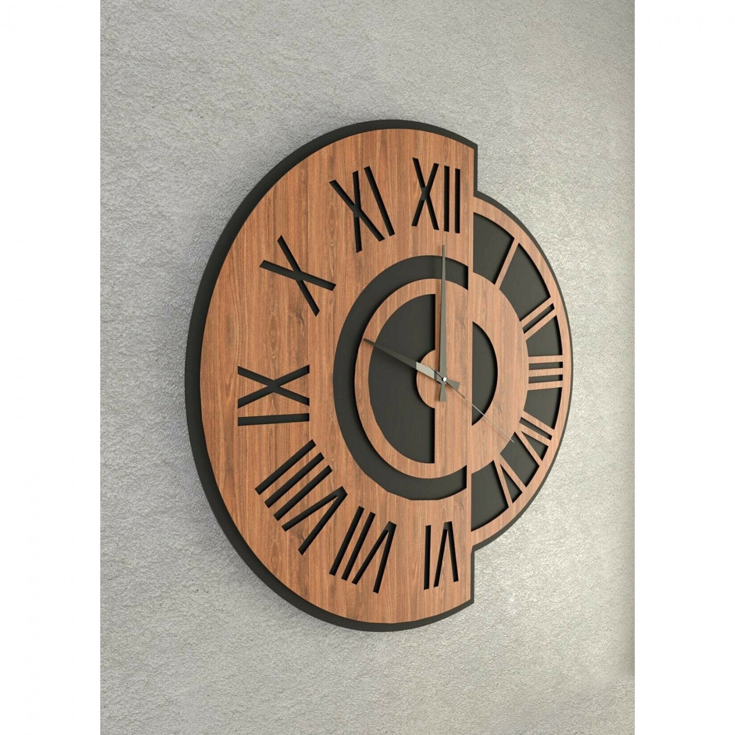 Черен метален стенен часовник с MDF Ø41 см.