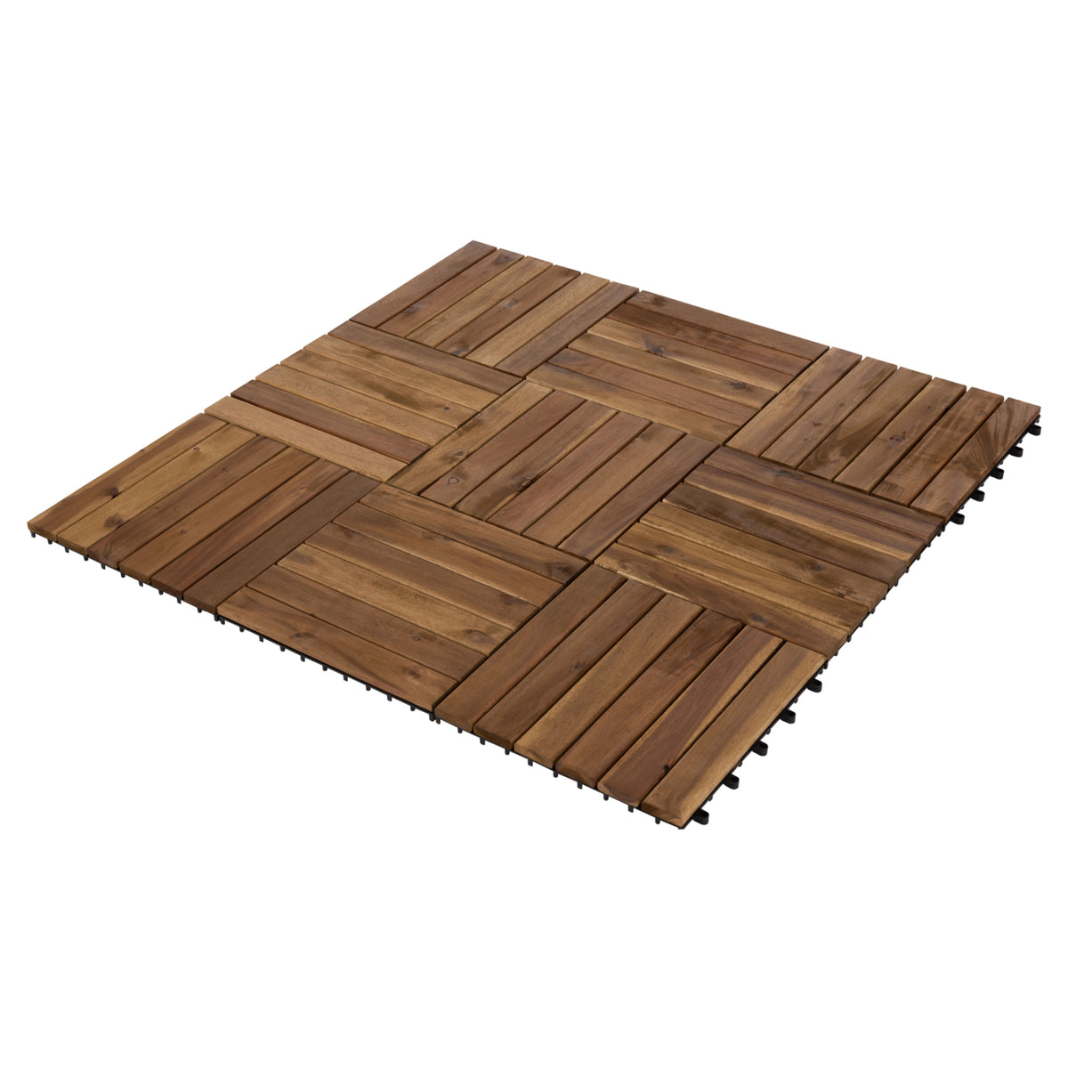 Комплект 10 бр. масивни акациеви дървени плочки за настилка - 30x30x2.4Hсм.