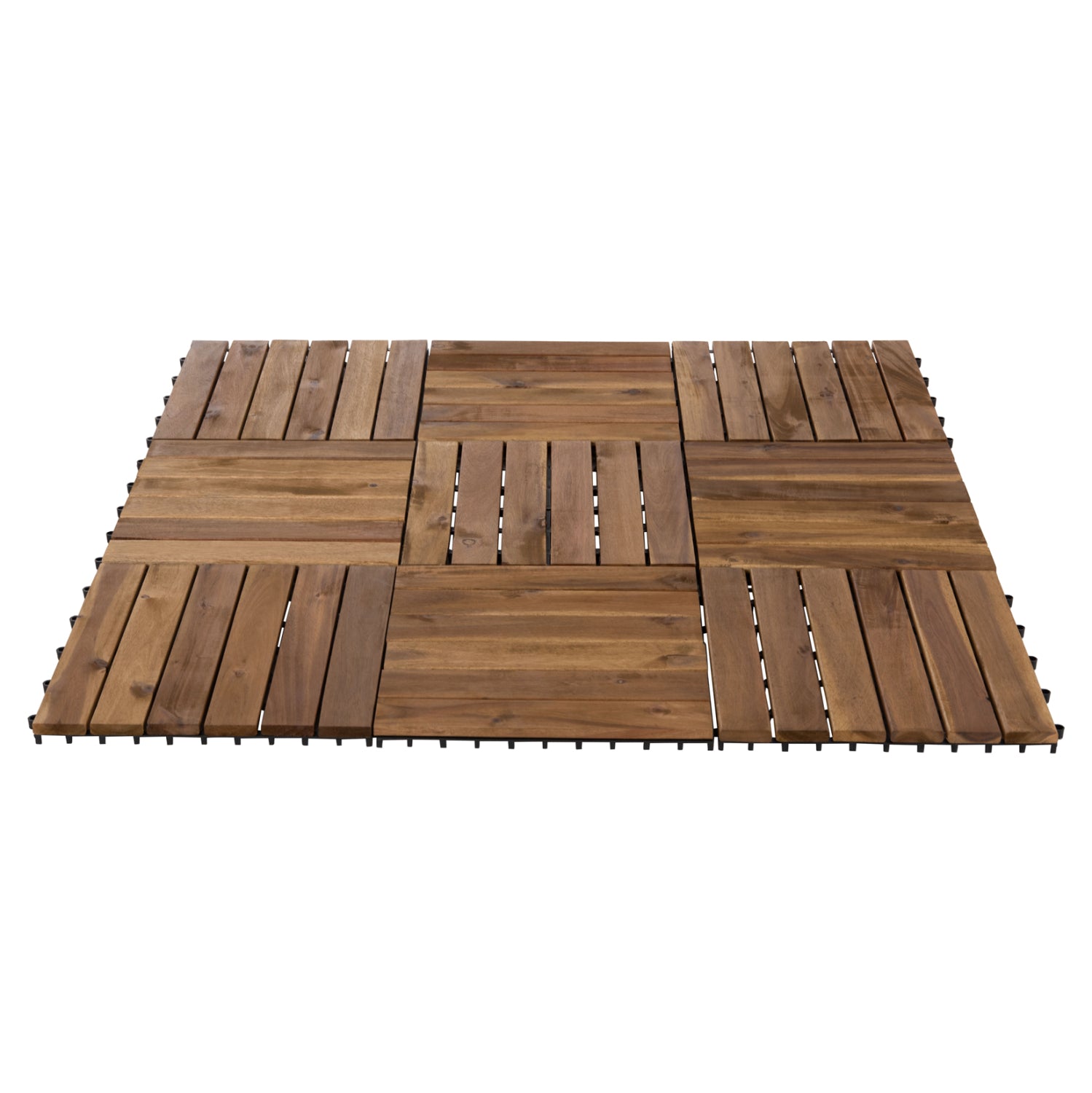 Комплект 10 бр. масивни акациеви дървени плочки за настилка - 30x30x2.4Hсм.