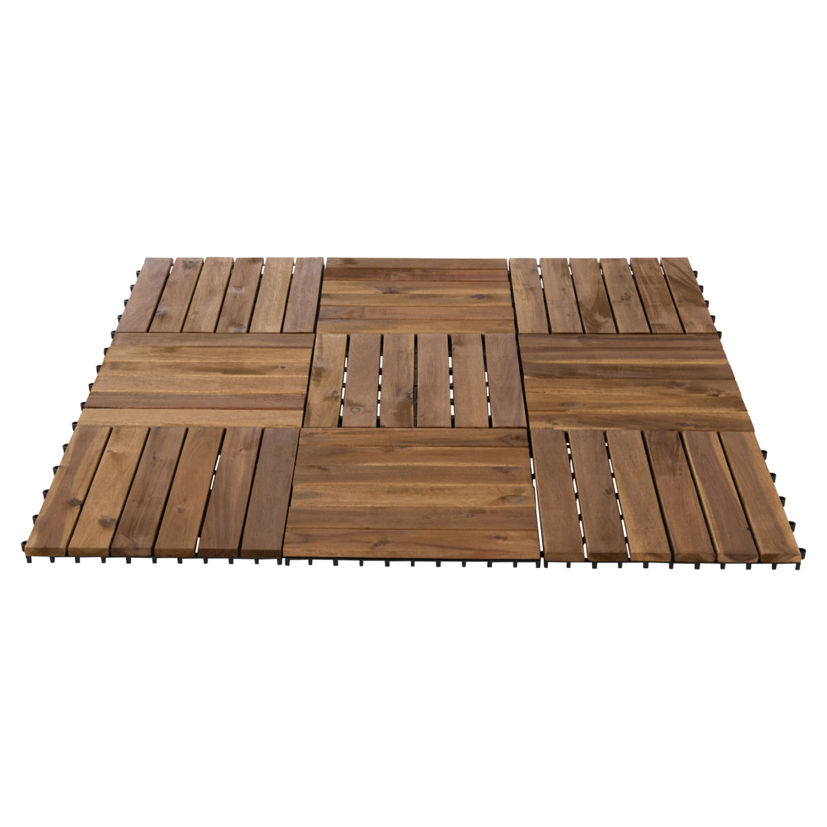 Комплект 10 бр. масивни акациеви дървени плочки за настилка - 30x30x2.4Hсм.