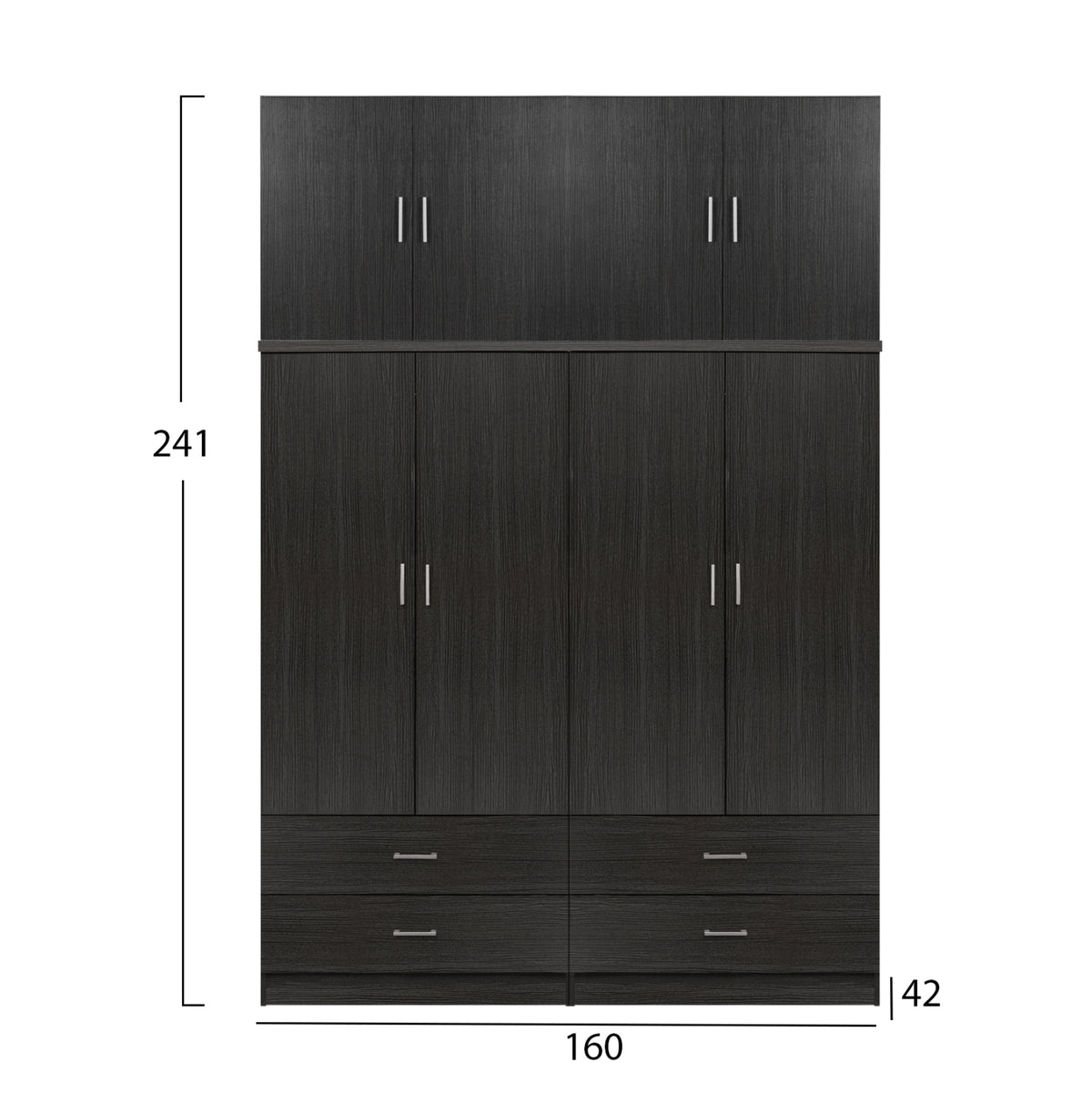 Комплект 2 броя гардероб с 4 врати и лофт Zebrano 160x42x241