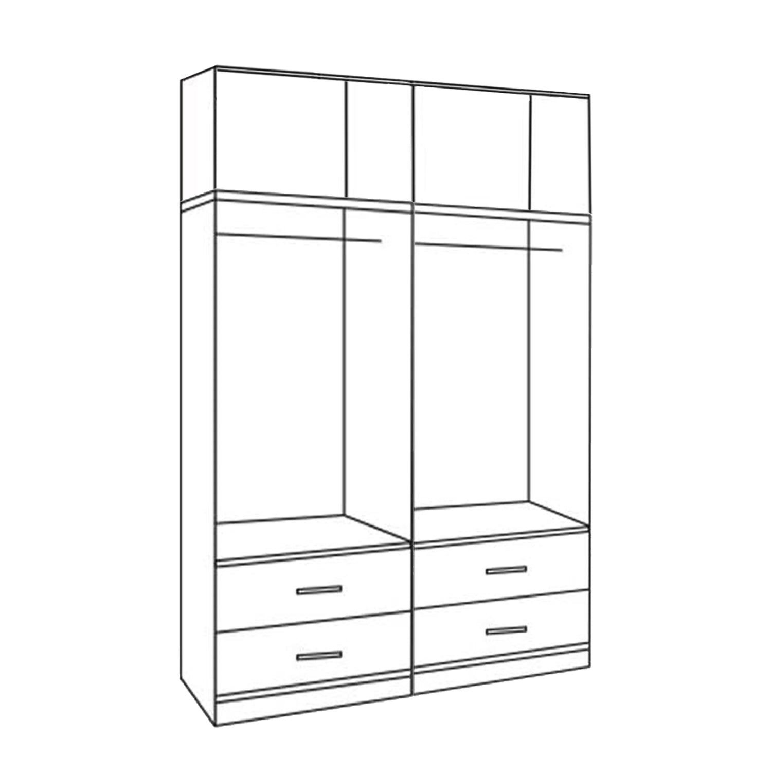 Комплект 2 броя гардероб с 4 врати и лофт Zebrano 160x42x241