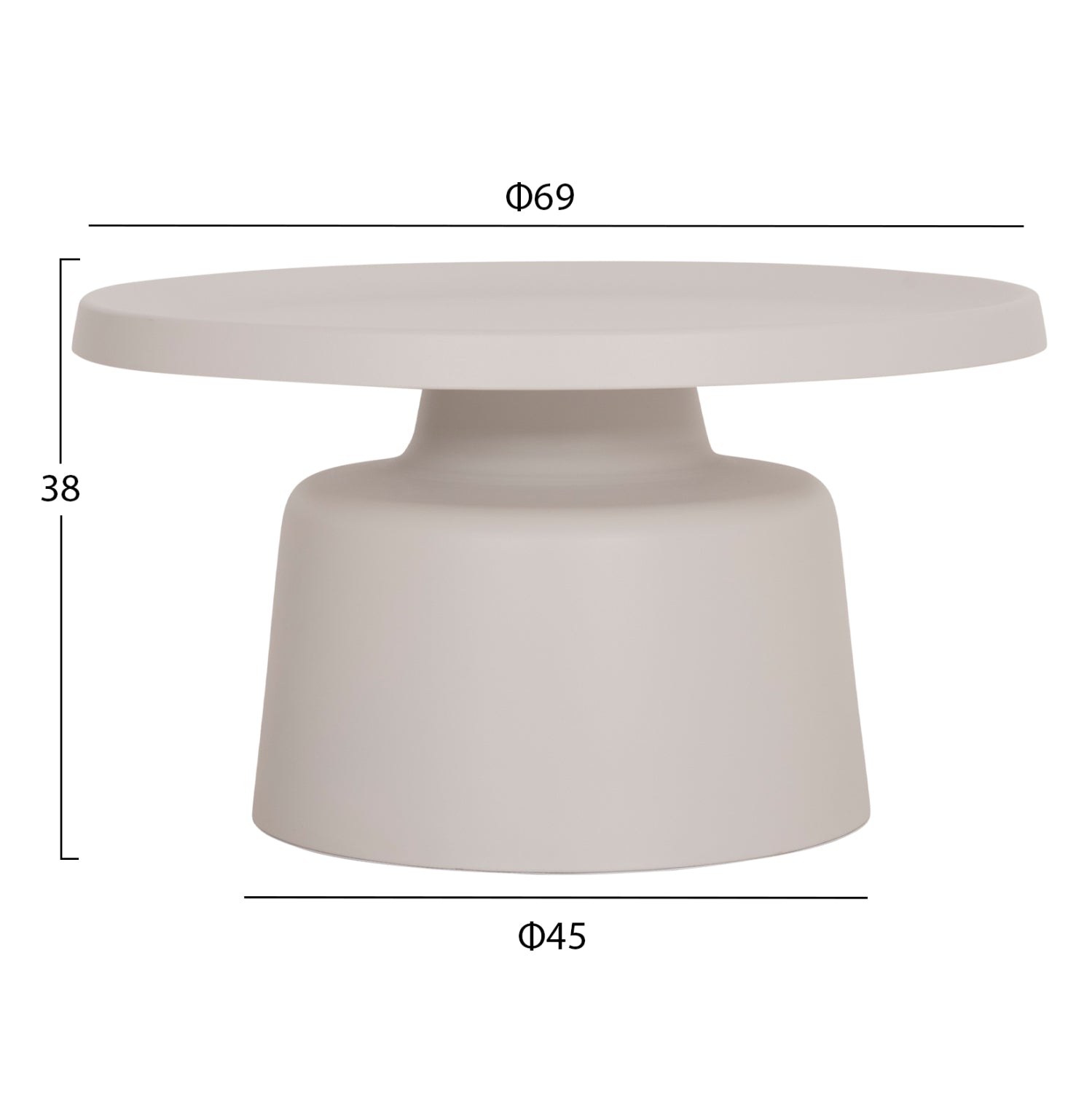 КОМПЛЕКТ 2 КАФЕНЕТА RINKON2 ИЗЦЯЛО МЕТАЛНИ В БЯЛО Φ49cm & Φ69cm
