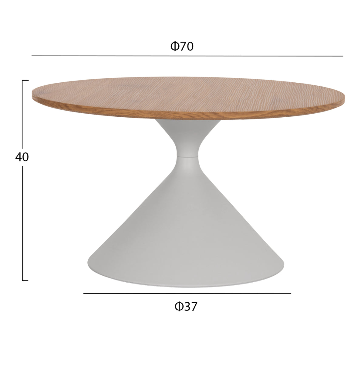 КОМПЛЕКТ 2 КАФЕНЕТА JENNEL(X) МЕТАЛ В БЯЛО - MDF С ХАРТИЕН ФУРНИР Φ50см & Φ70см